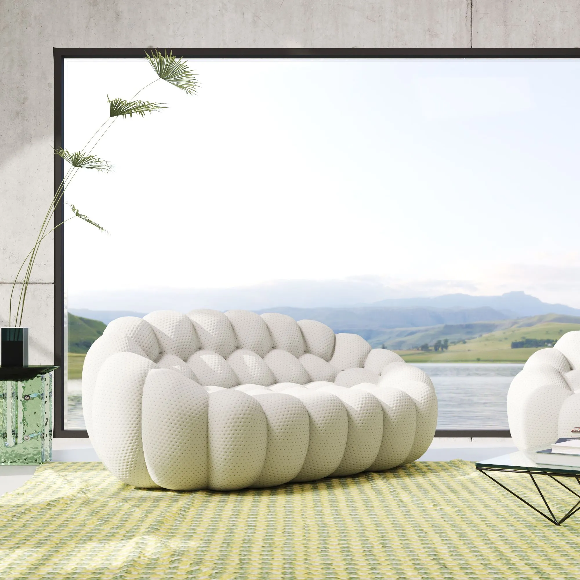 Bubble Armless Sofa Comfort Flexibility 3d Knitted Loveseats 2 Seaters Atunus 10