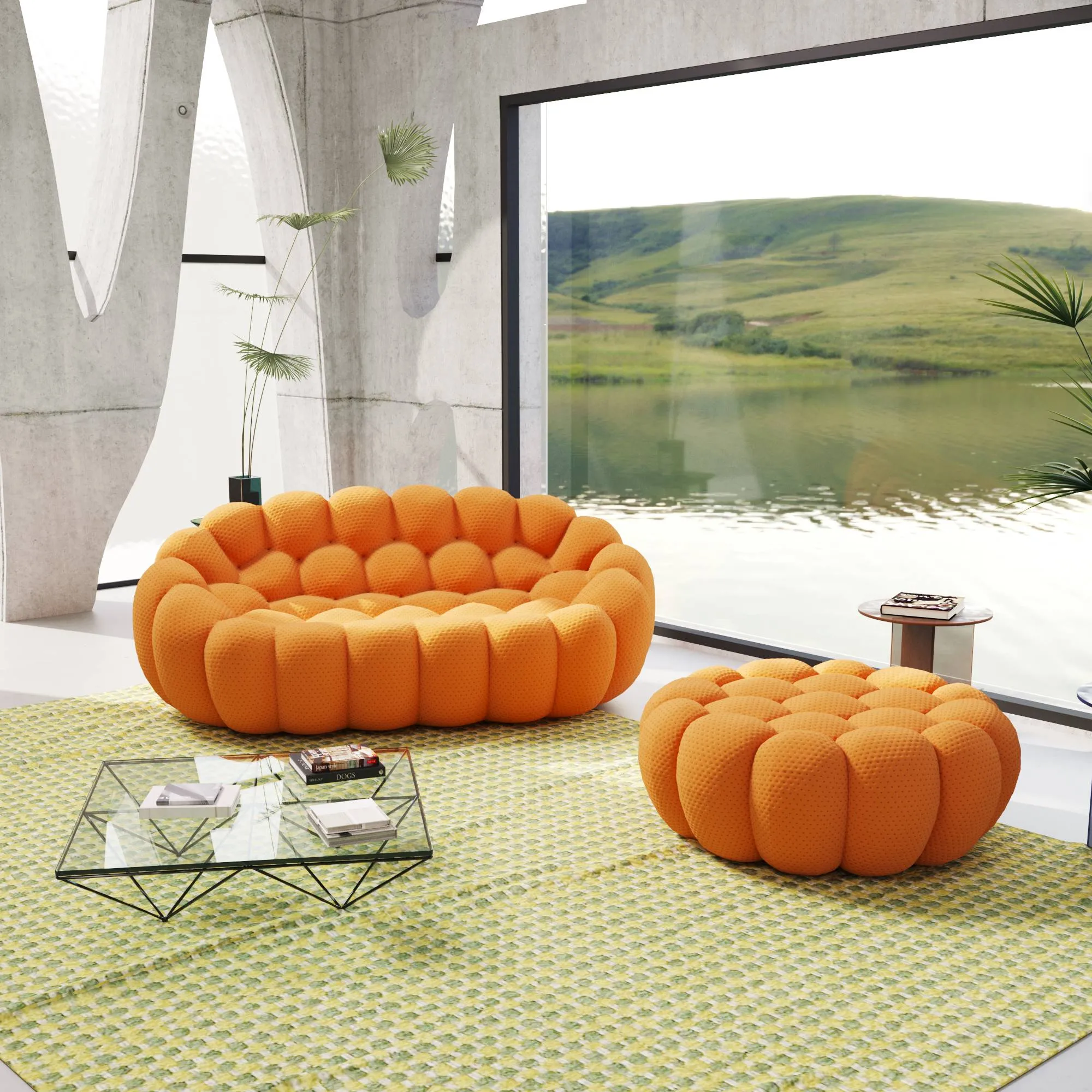 Bubble Armless Sofa Compact Comfort 3d Knitted Sofa Sets 3 Seaters Atunus 1