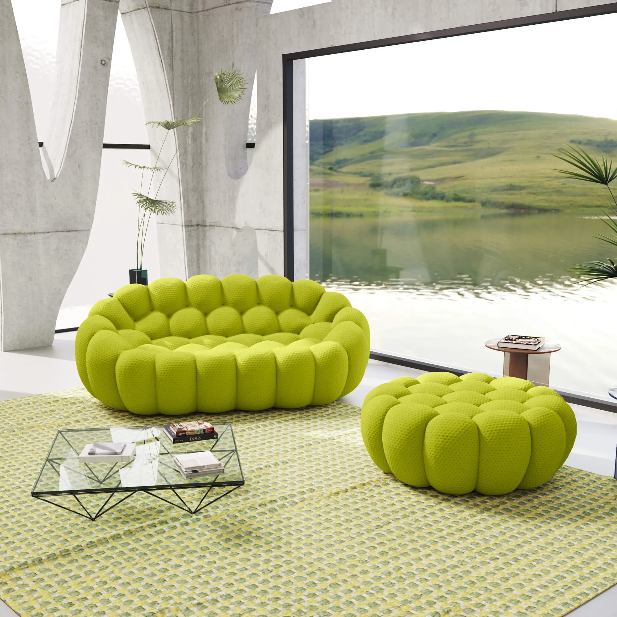 Bubble Armless Sofa Compact Comfort 3d Knitted Sofa Sets 3 Seaters Atunus 2