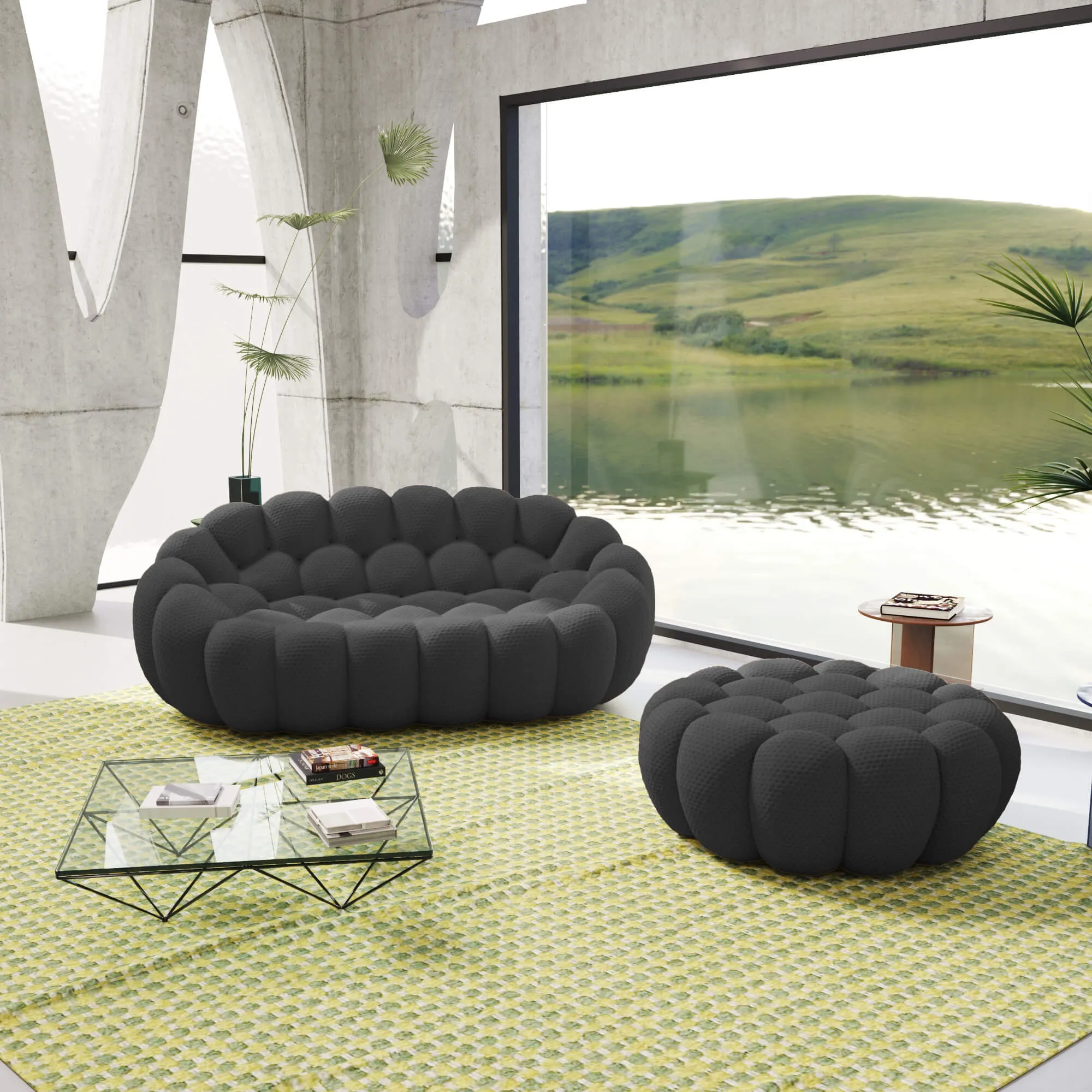 Bubble Armless Sofa Compact Comfort 3d Knitted Sofa Sets 3 Seaters Atunus 3