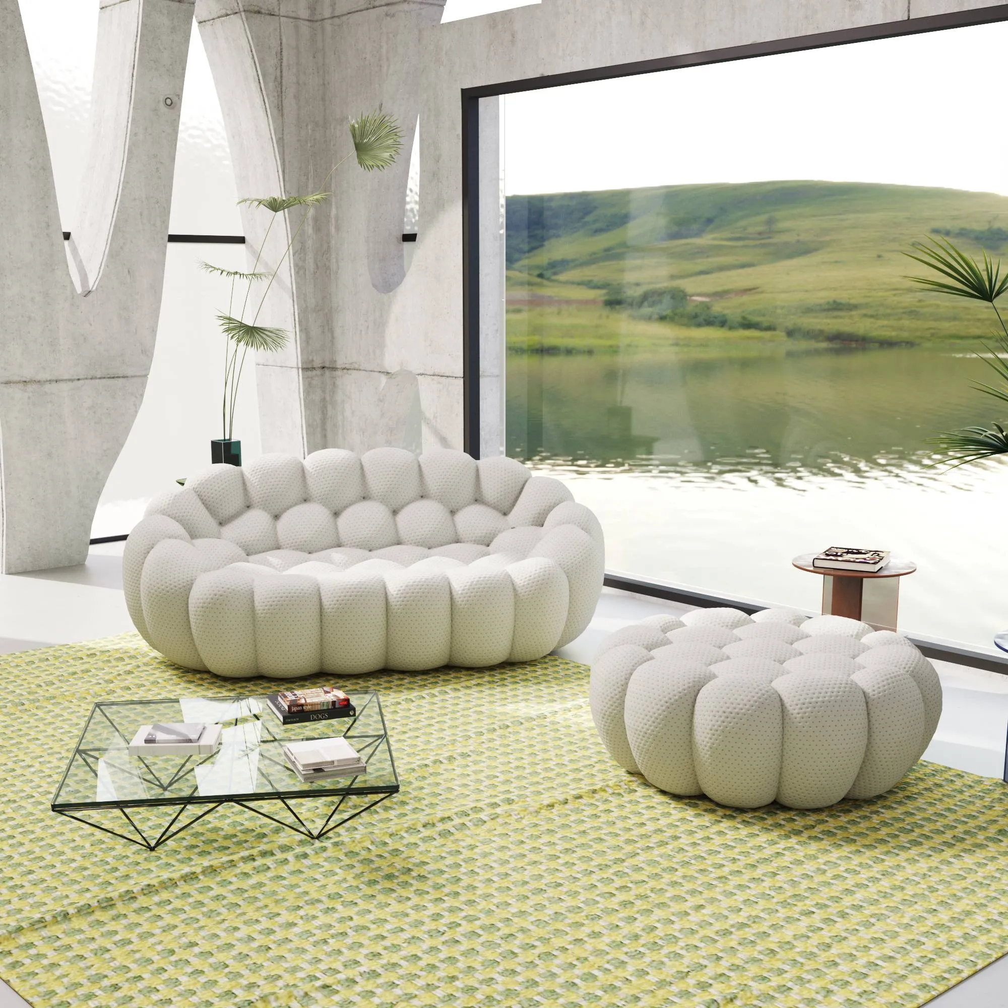 Bubble Armless Sofa Compact Comfort 3d Knitted Sofa Sets 3 Seaters Atunus 5