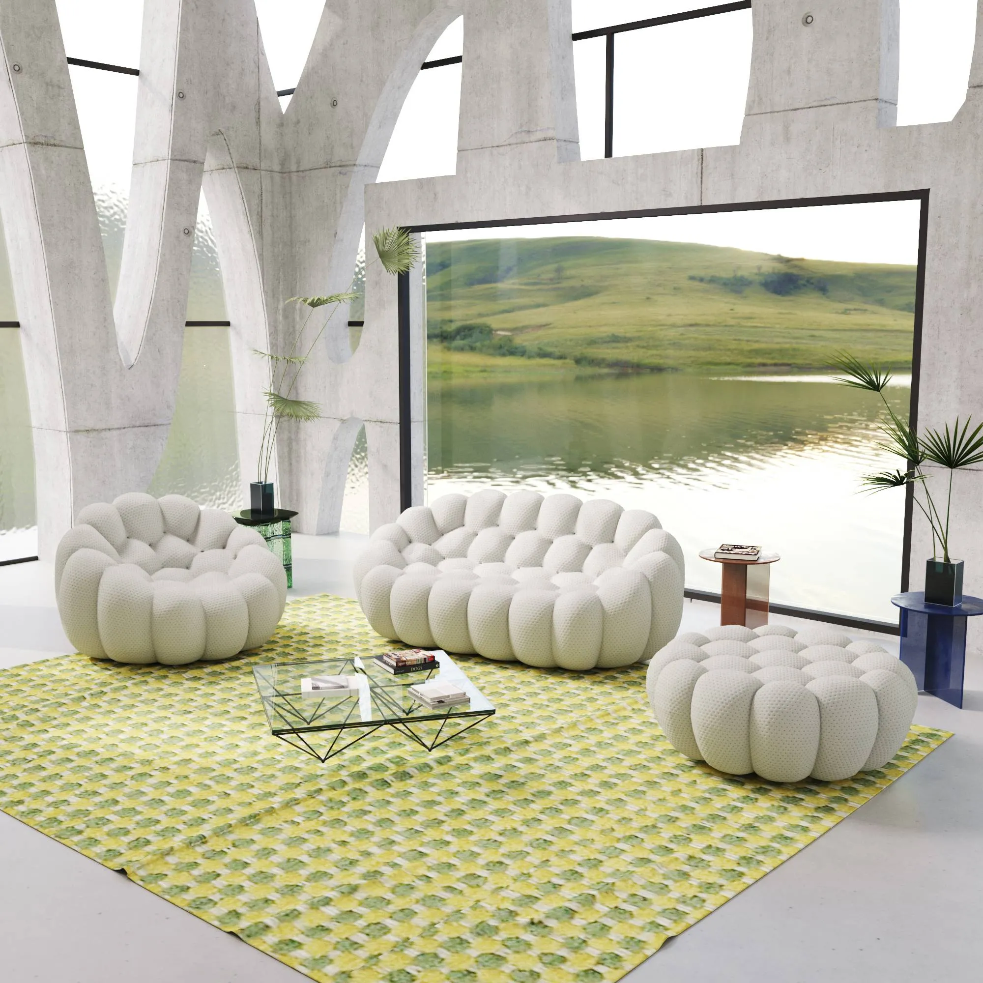 Bubble Armless Sofa Modular Cozy 3d Knitted Sofa Sets 3 Seaters Atunus 12
