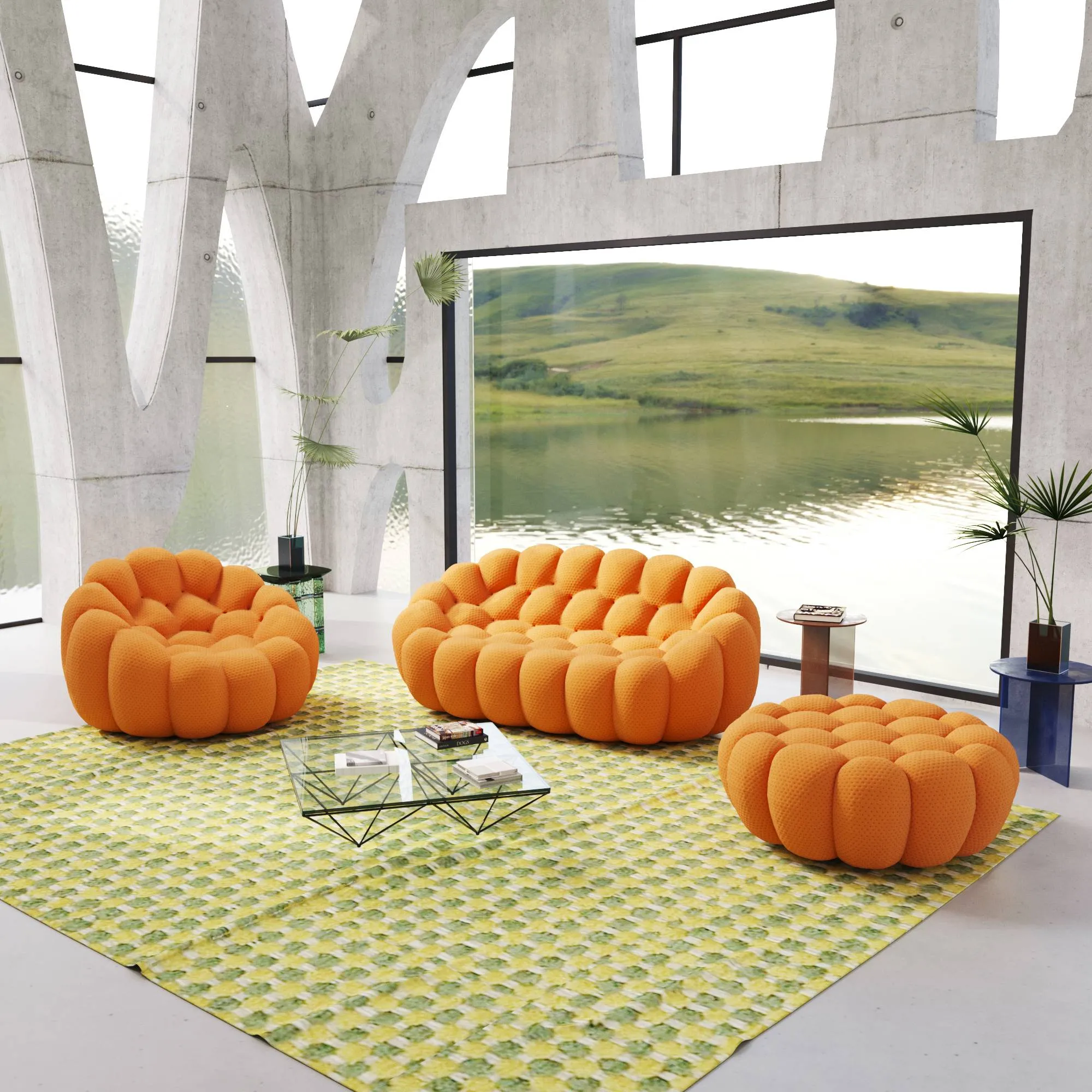 Bubble Armless Sofa Modular Cozy 3d Knitted Sofa Sets 3 Seaters Atunus 8