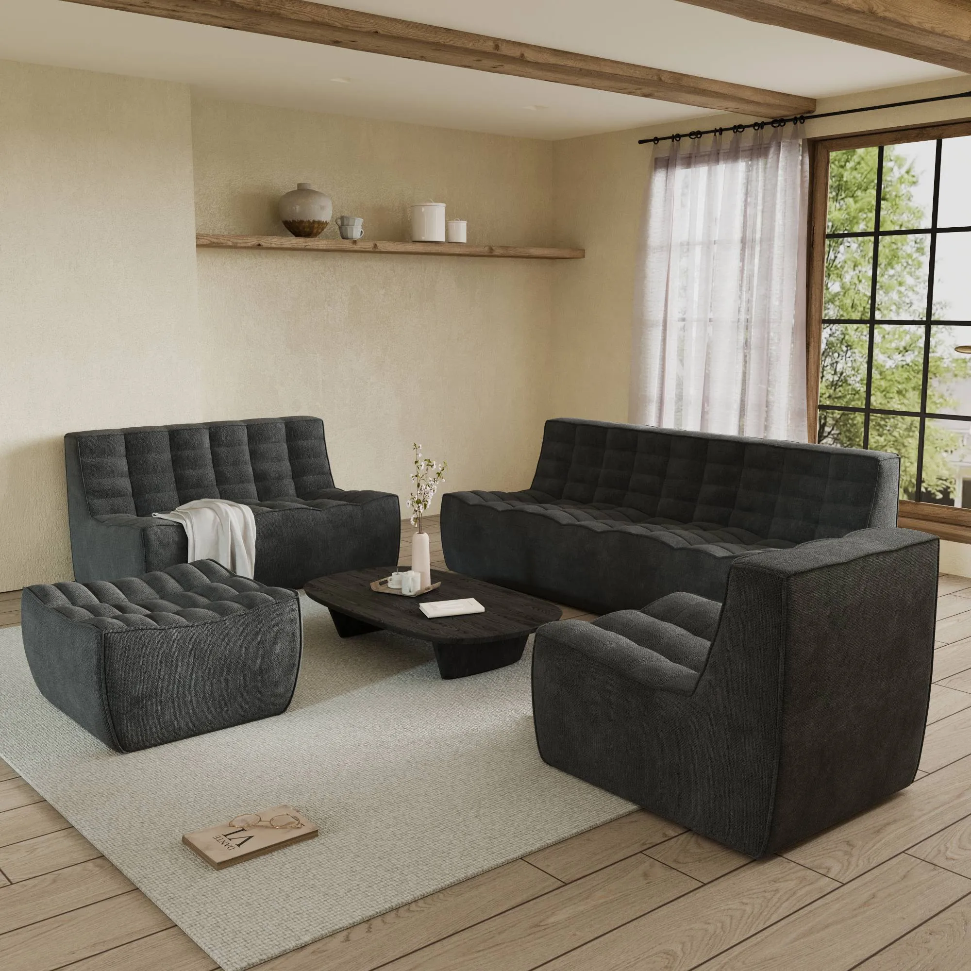 Caterpillar Classic Floor Sofa Comfort Relaxation Waffle Sofa Sets 7 Seaters Atunus 10