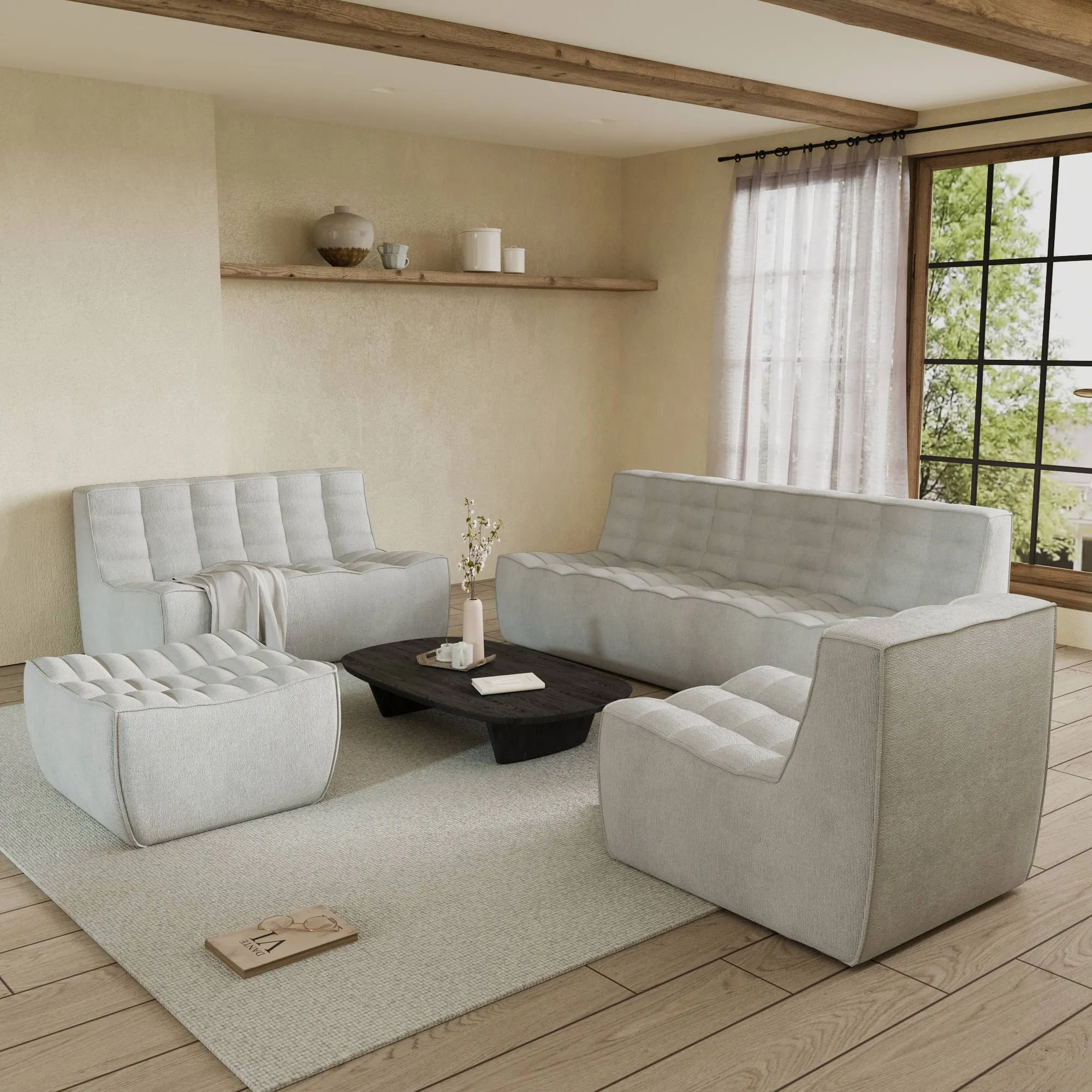 Caterpillar Classic Floor Sofa Comfort Relaxation Waffle Sofa Sets 7 Seaters Atunus 7