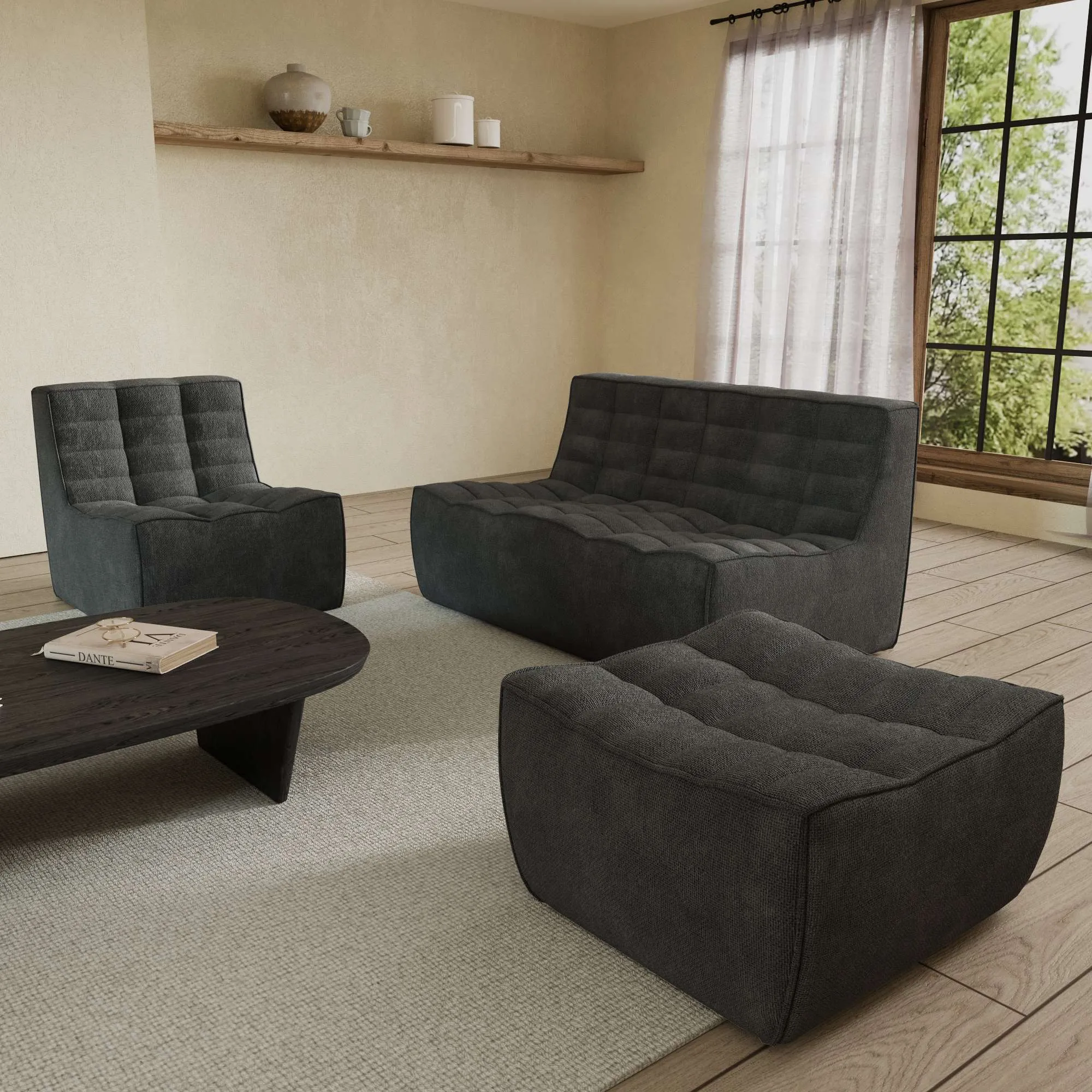Caterpillar Classic Floor Sofa Cozy Comfort Waffle Sofa Sets 4 Seaters Atunus 10