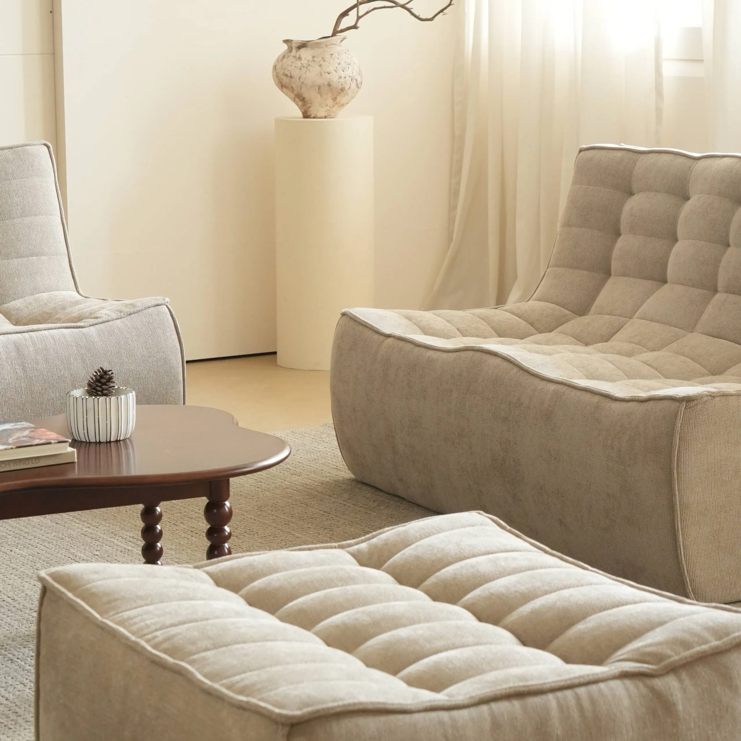 Caterpillar Classic Floor Sofa Cozy Comfort Waffle Sofa Sets 4 Seaters Atunus 13