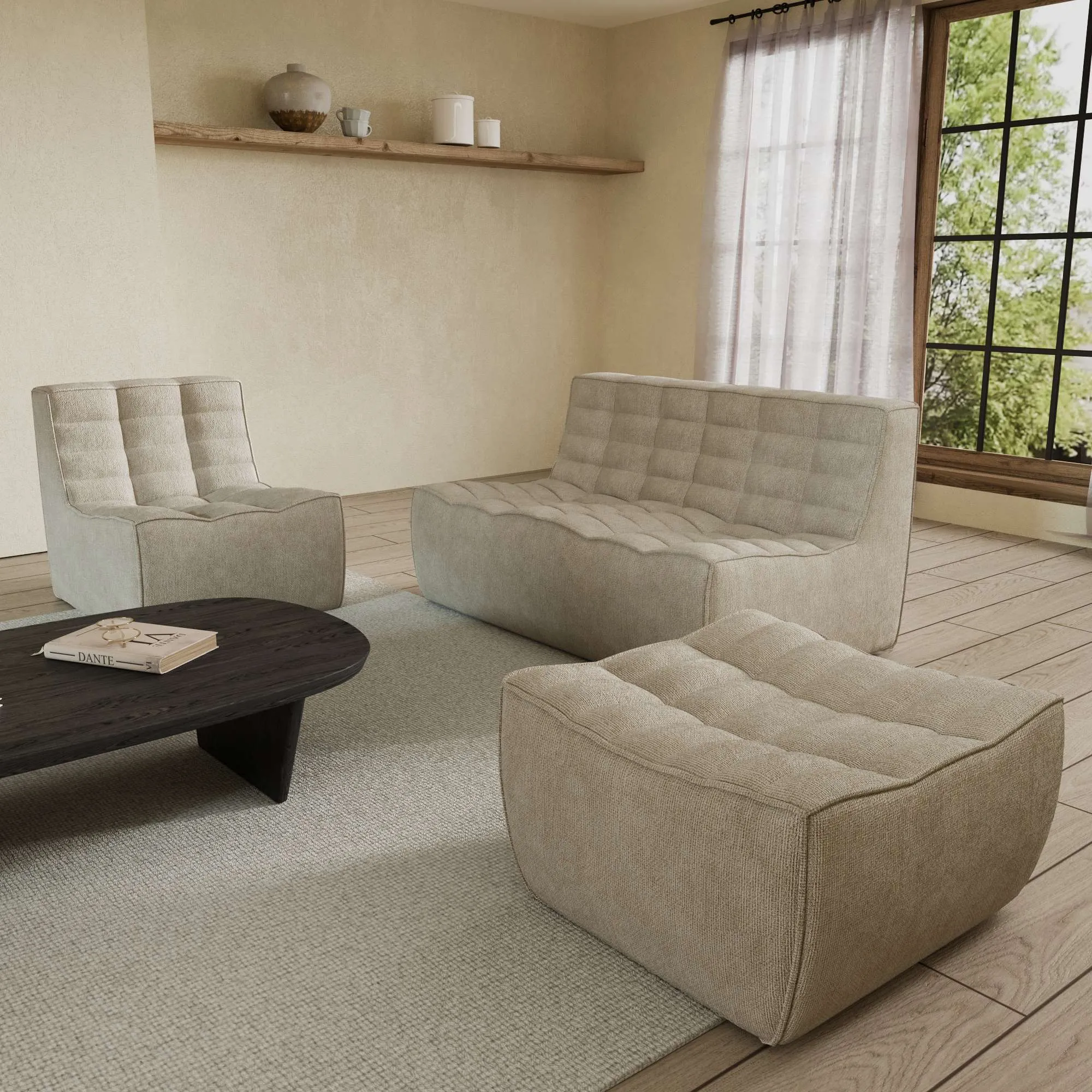 Caterpillar Classic Floor Sofa Cozy Comfort Waffle Sofa Sets 4 Seaters Atunus 7