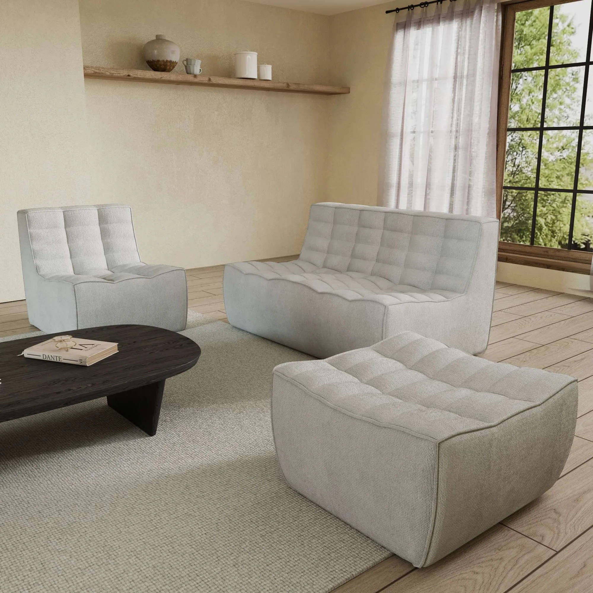 Caterpillar Classic Floor Sofa Cozy Comfort Waffle Sofa Sets 4 Seaters Atunus 8