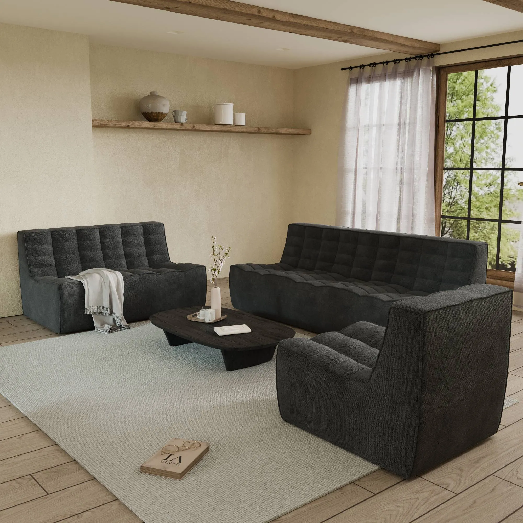 Caterpillar Classic Floor Sofa Cozy Comfort Waffle Sofa Sets 6 Seaters Atunus 8