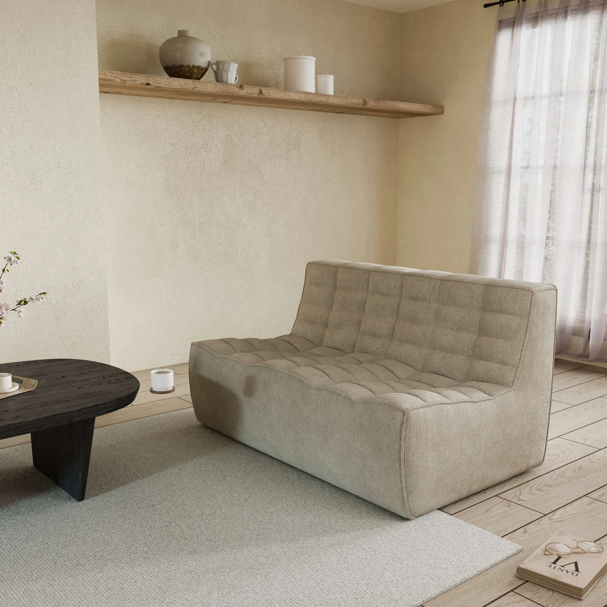 Caterpillar Classic Floor Sofa Cozy Softness Waffle Loveseats 2 Seaters Atunus 10
