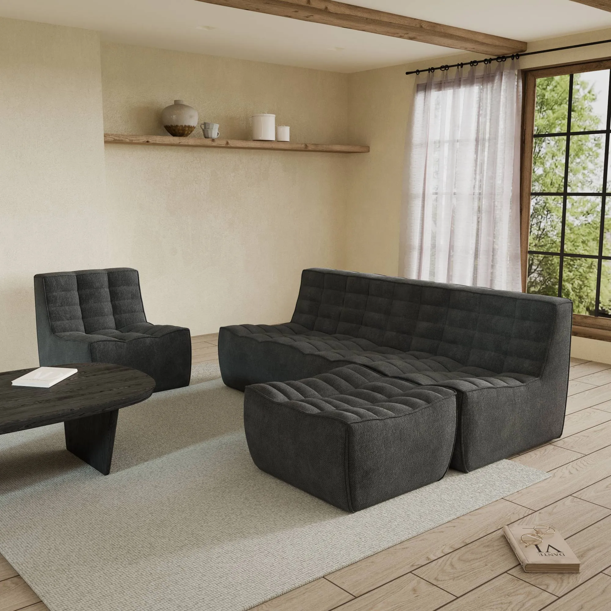 Caterpillar Classic Floor Sofa Plush Comfort Waffle Sofa Sets 5 Seaters Atunus 10
