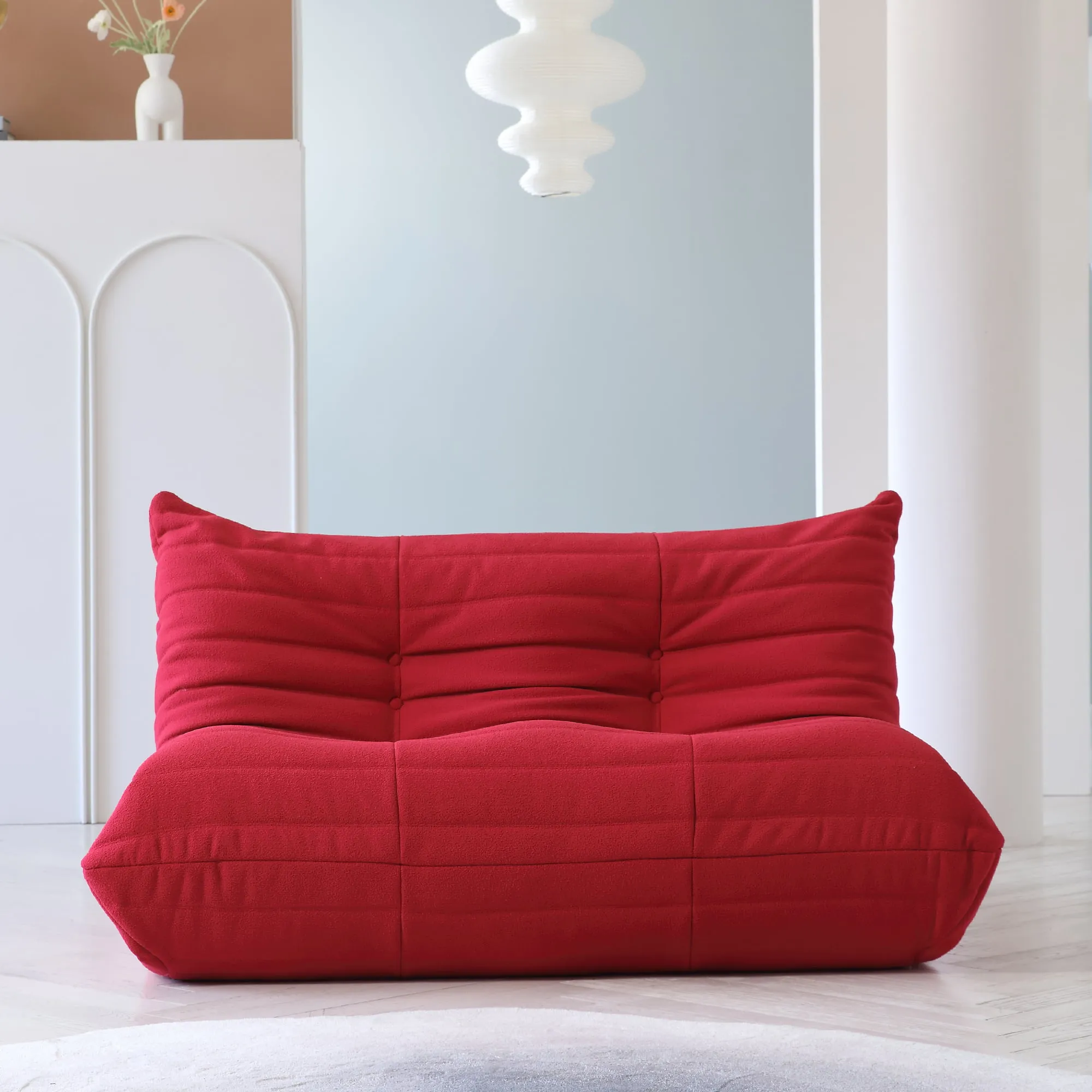 Caterpillar Modern Lazy Sofa Comfort Relaxation 60 Inch Teddy Velvet Sofa Sets 2 Seaters Atunus 14