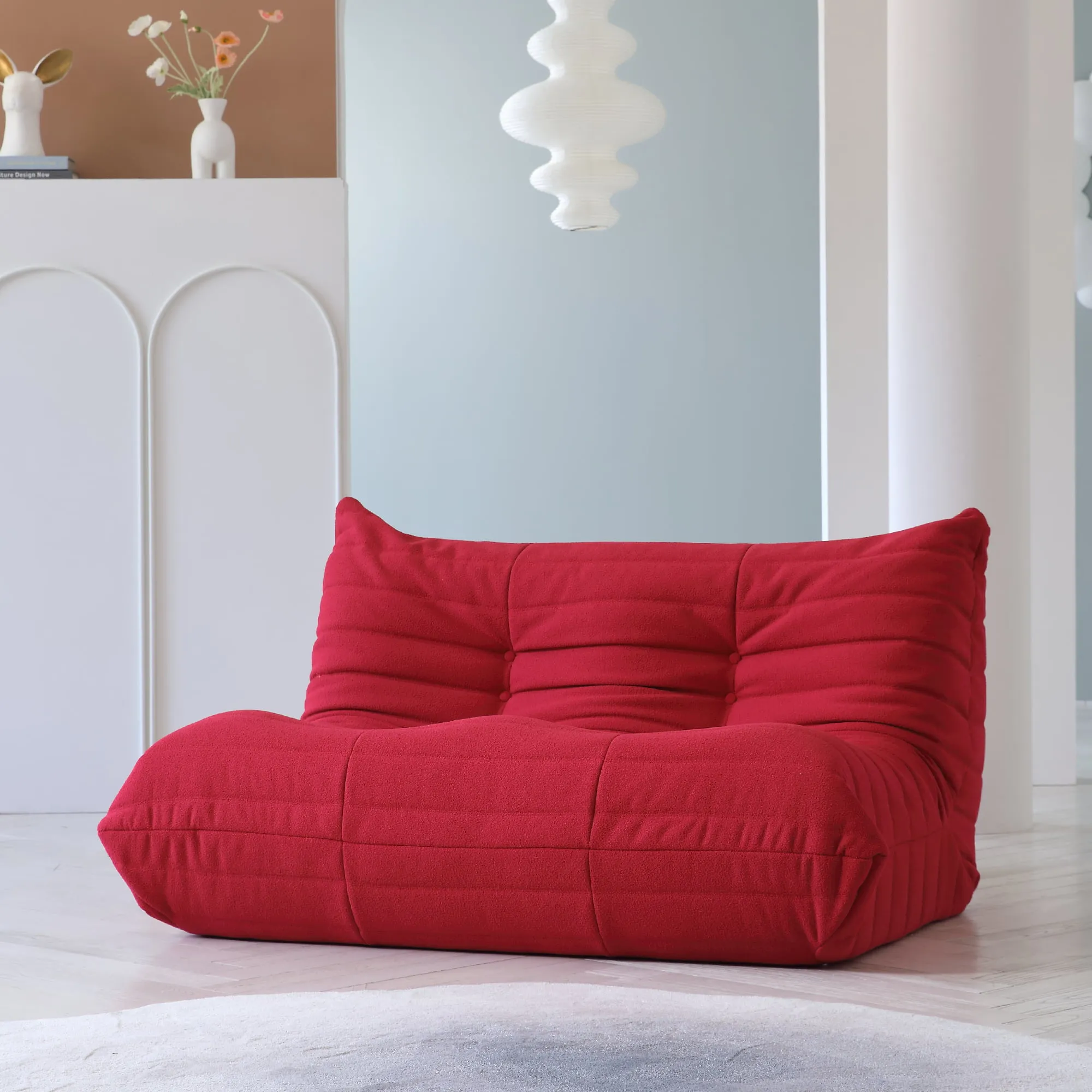 Caterpillar Modern Lazy Sofa Comfort Relaxation 60 Inch Teddy Velvet Sofa Sets 2 Seaters Atunus 15