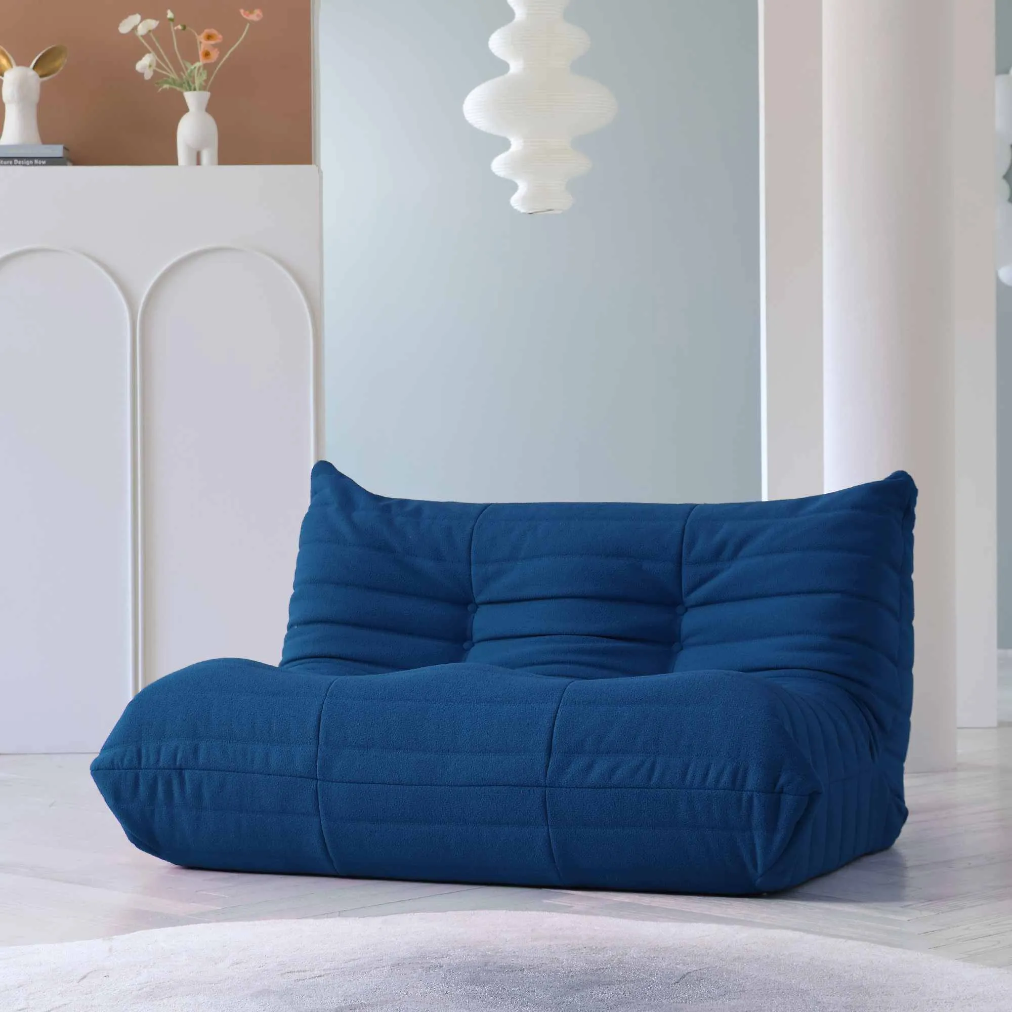 Caterpillar Modern Lazy Sofa Comfort Relaxation 60 Inch Teddy Velvet Sofa Sets 2 Seaters Atunus 17