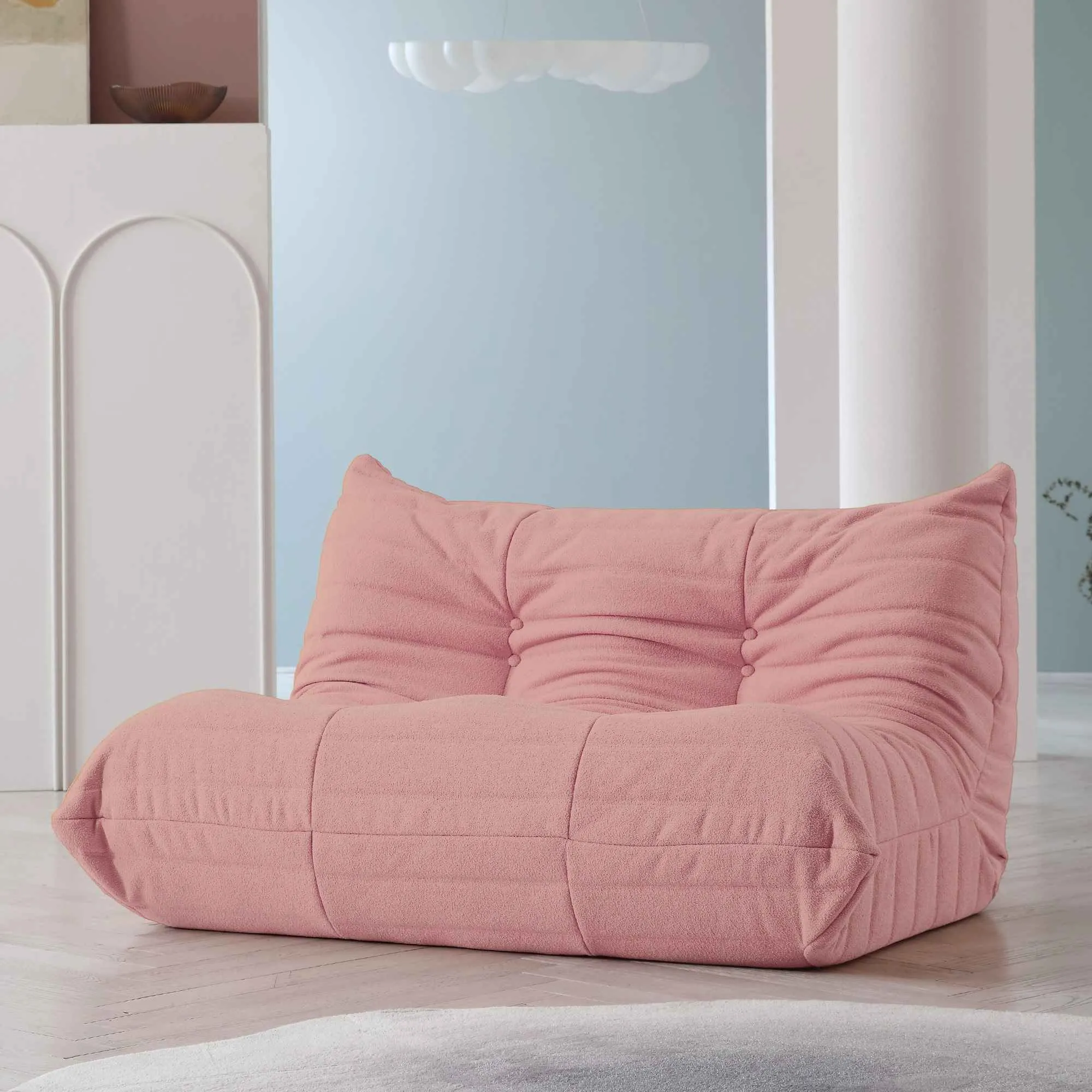 Caterpillar Modern Lazy Sofa Comfort Relaxation 60 Inch Teddy Velvet Sofa Sets 2 Seaters Atunus 18