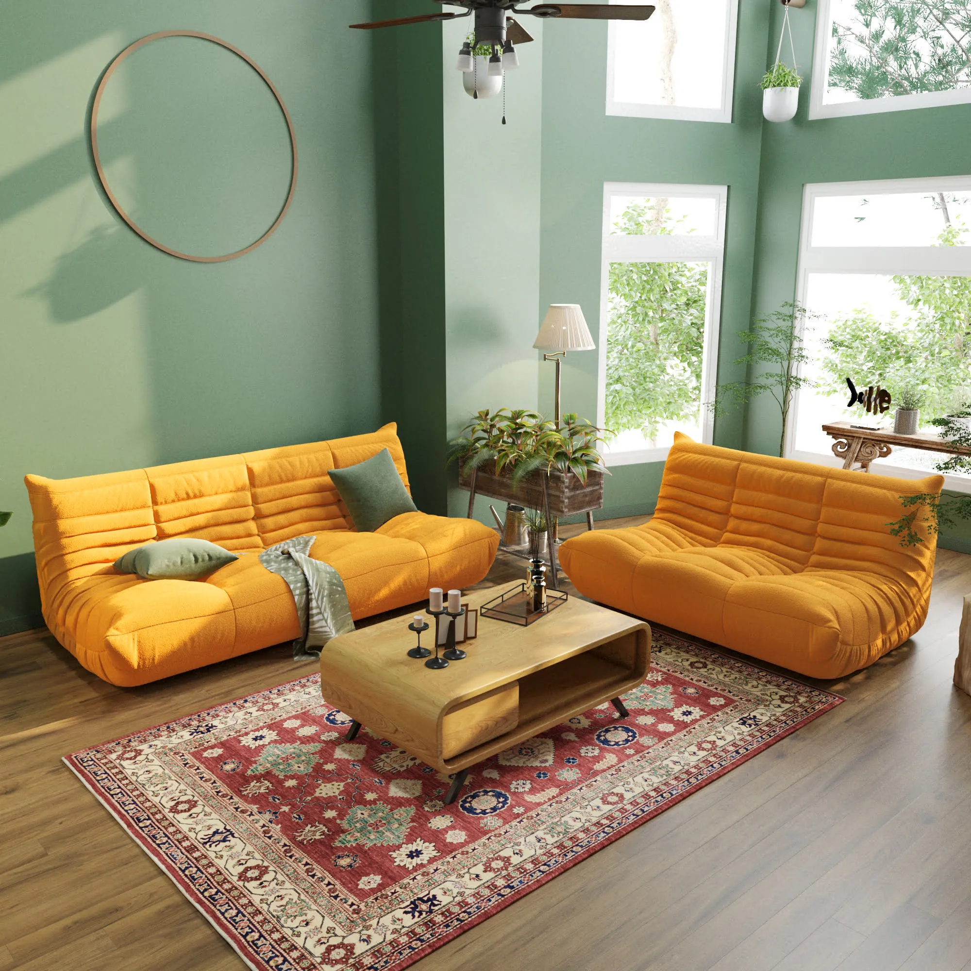 Caterpillar Modern Lazy Sofa Comfort Relaxation 60 Inch Teddy Velvet Sofa Sets 2 Seaters Atunus 31