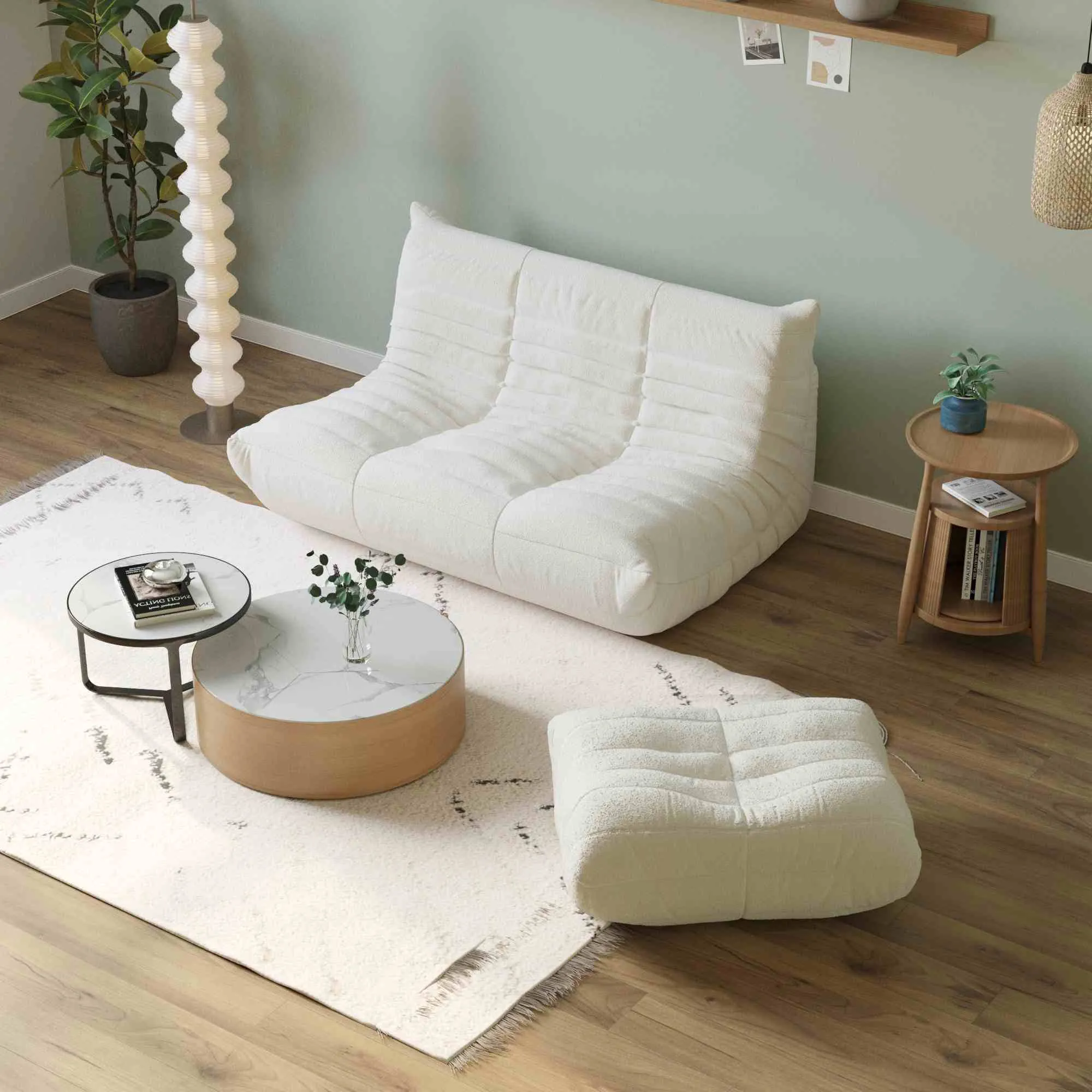 Caterpillar Modern Lazy Sofa Comfortable Modular 72 Inch Teddy Velvet Corner Sectionals 3 Seaters Atunus 6
