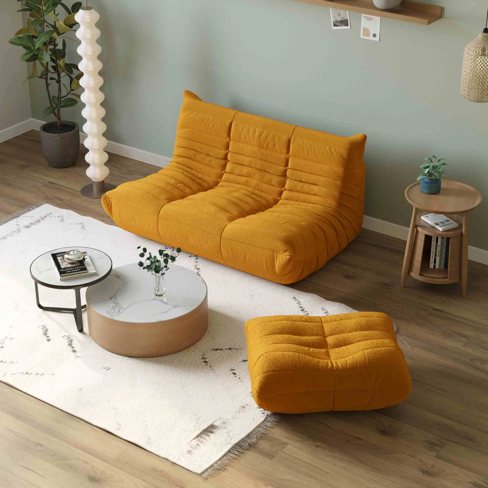 Caterpillar Modern Lazy Sofa Comfortable Modular 72 Inch Teddy Velvet Corner Sectionals 3 Seaters Atunus 8
