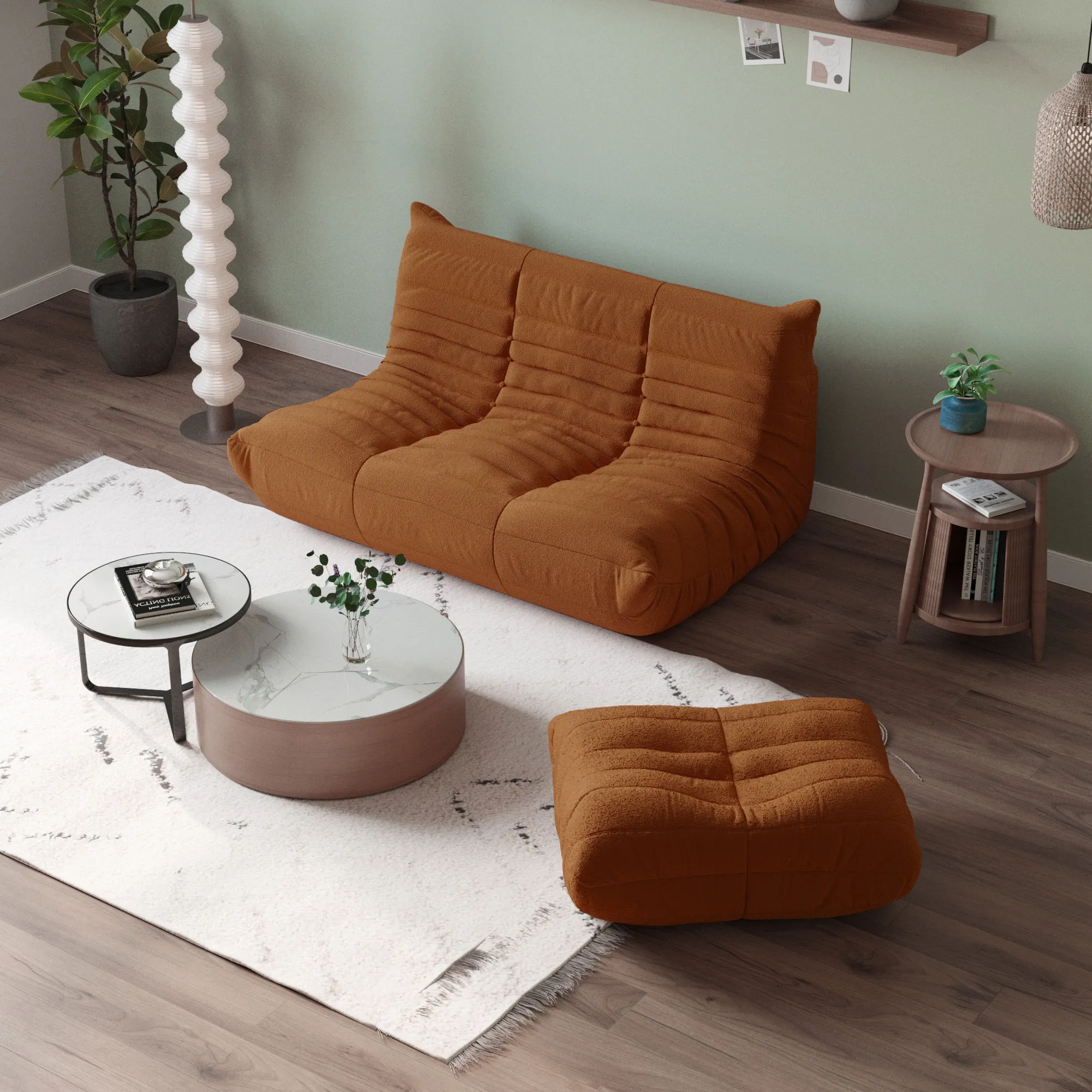 Caterpillar Modern Lazy Sofa Comfortable Modular 72 Inch Teddy Velvet Corner Sectionals 3 Seaters Atunus 9