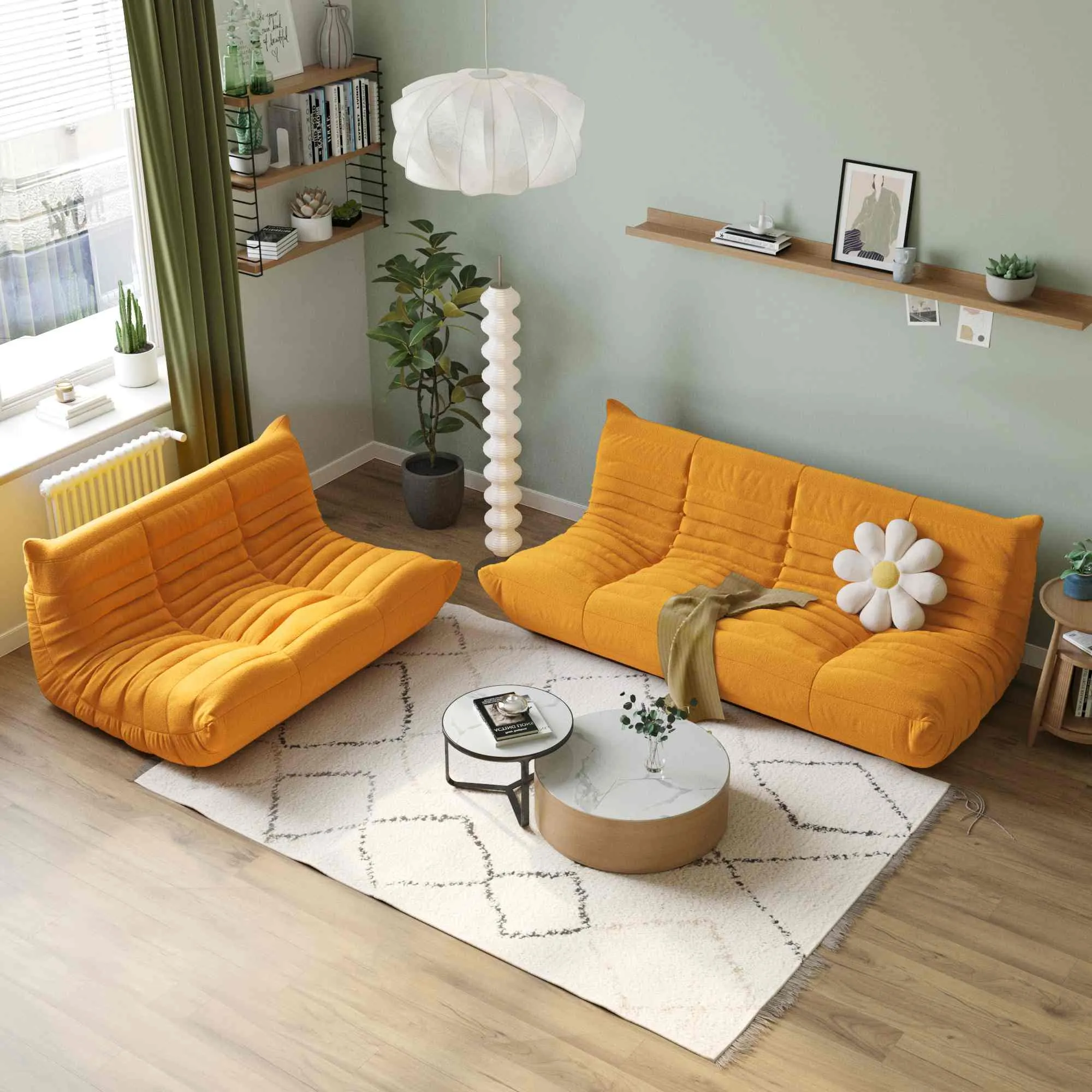Caterpillar Modern Lazy Sofa Comfortable Modular 72 Inch Teddy Velvet U Sectionals 5 Seaters Atunus 7