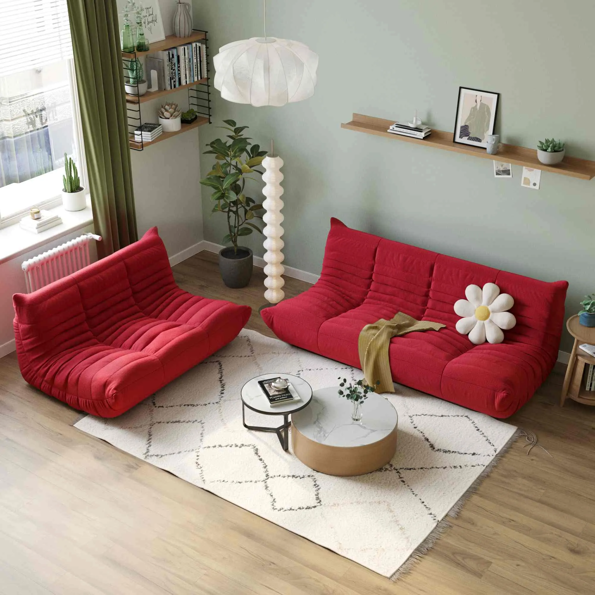 Caterpillar Modern Lazy Sofa Comfortable Modular 72 Inch Teddy Velvet U Sectionals 5 Seaters Atunus 8