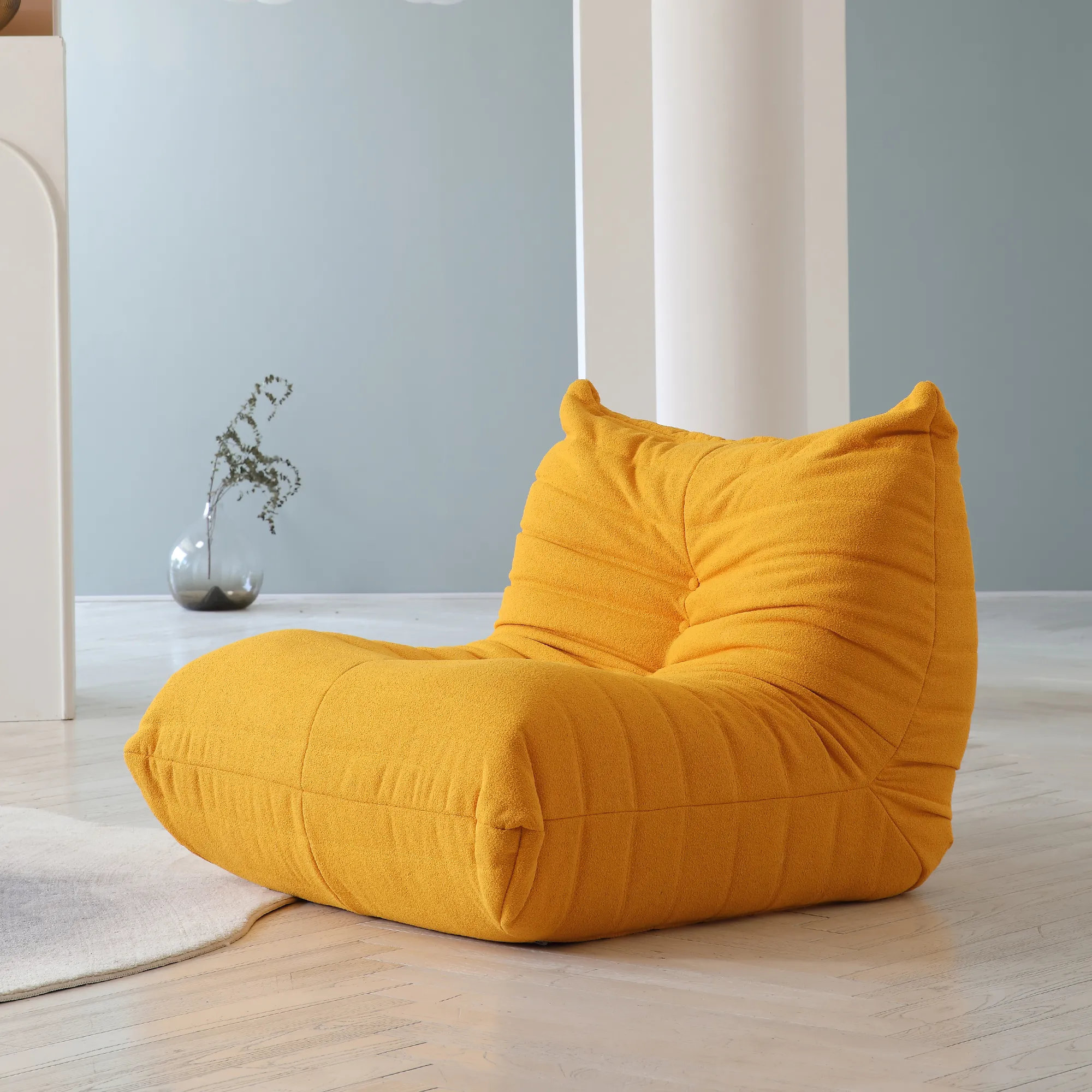 Caterpillar Modern Lazy Sofa Compact Cozy 34 Inch Teddy Velvet Single Seat 1 Seaters Atunus 10