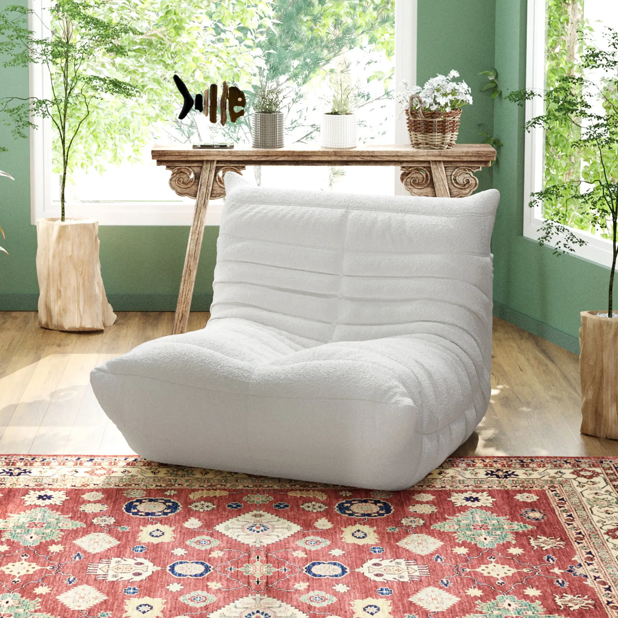 Caterpillar Modern Lazy Sofa Compact Cozy 34 Inch Teddy Velvet Single Seat 1 Seaters Atunus 22