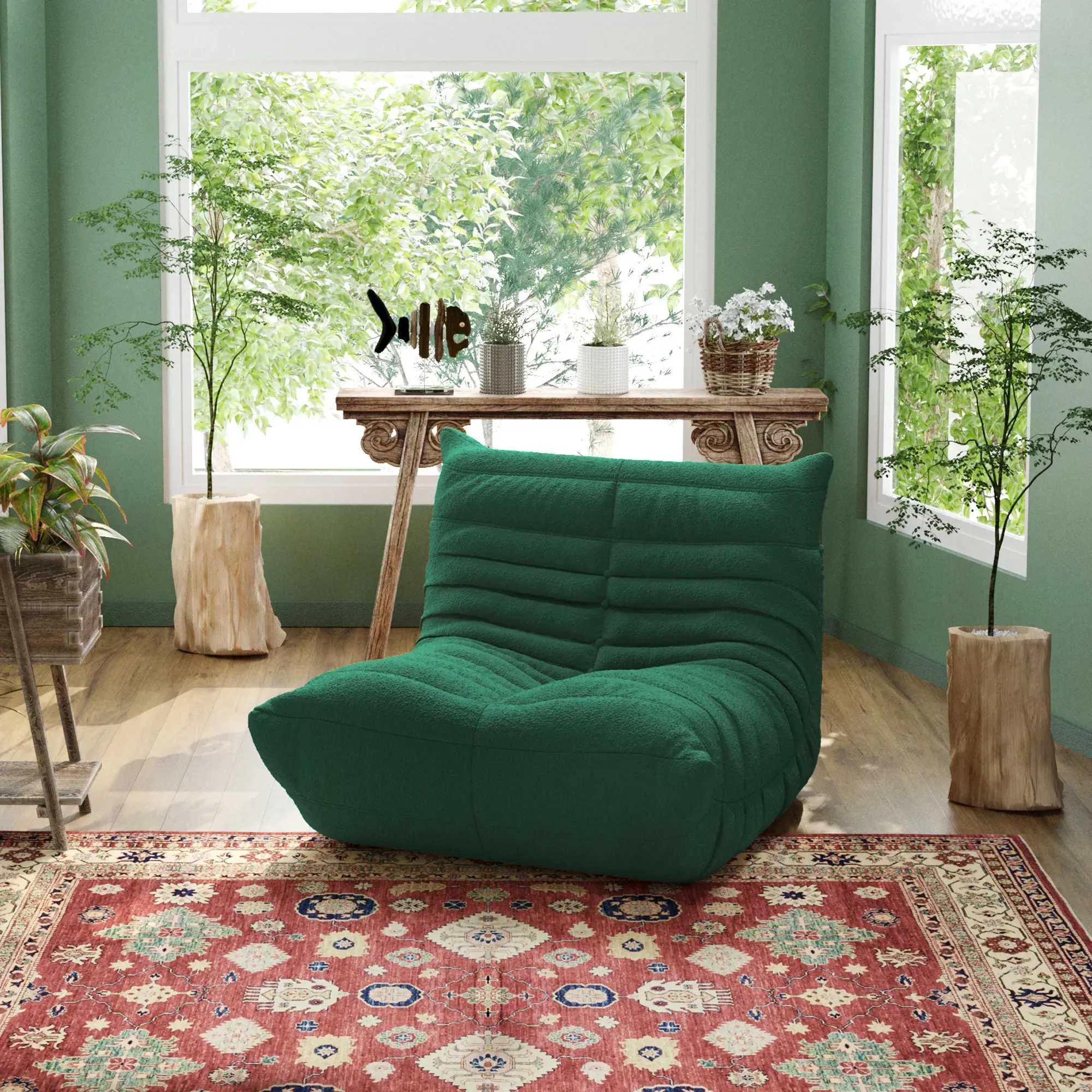 Caterpillar Modern Lazy Sofa Compact Cozy 34 Inch Teddy Velvet Single Seat 1 Seaters Atunus 24