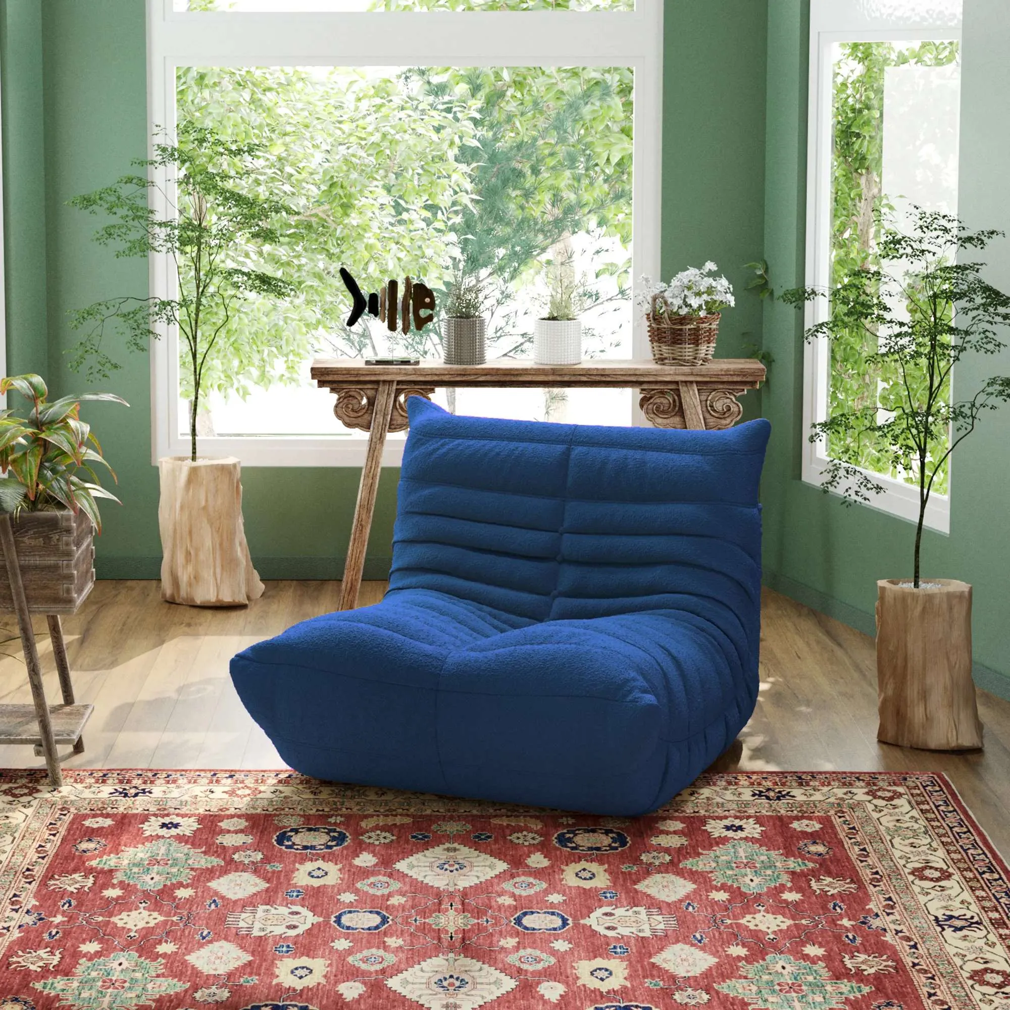 Caterpillar Modern Lazy Sofa Compact Cozy 34 Inch Teddy Velvet Single Seat 1 Seaters Atunus 25