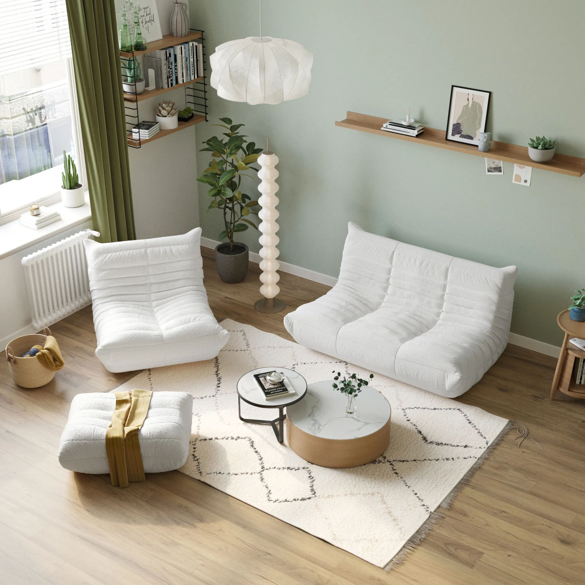 Caterpillar Modern Lazy Sofa Compact Cozy 34 Inch Teddy Velvet Single Seat 1 Seaters Atunus 26