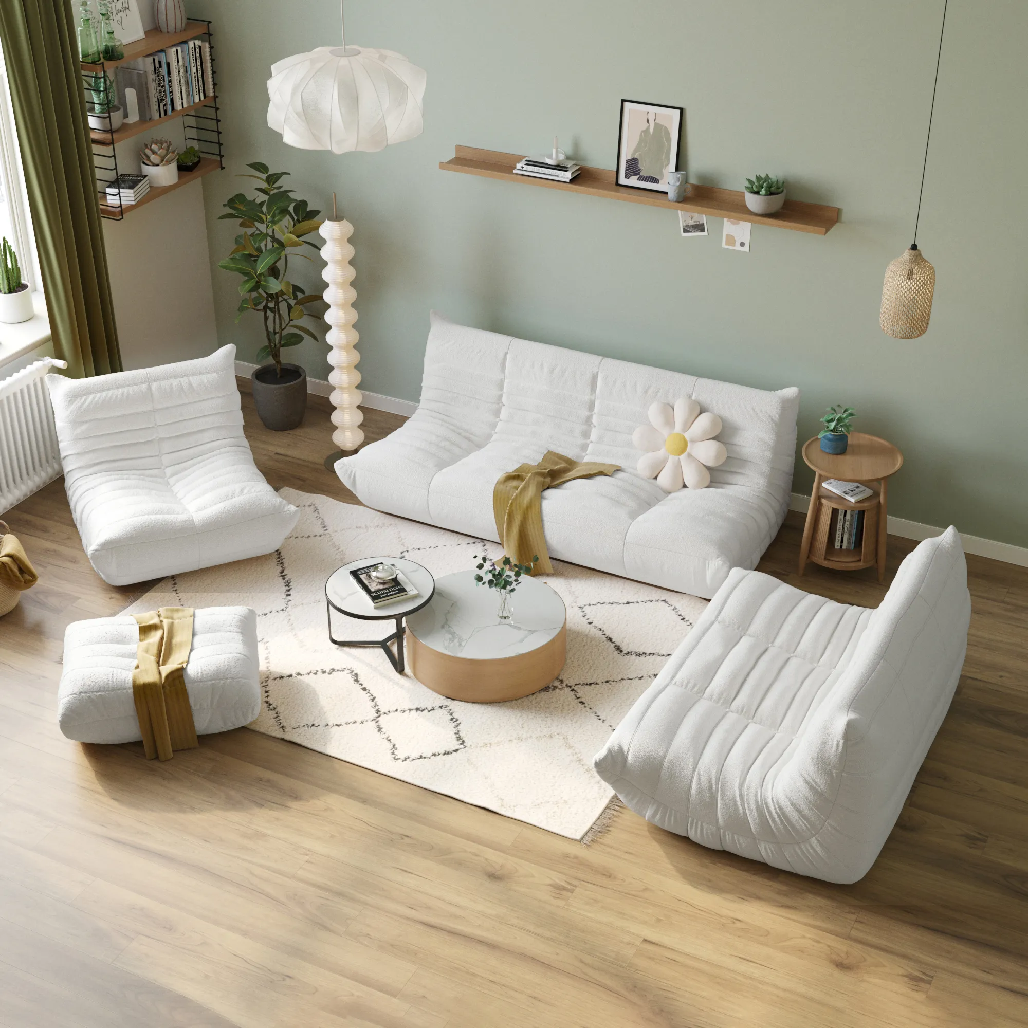 Caterpillar Modern Lazy Sofa Compact Cozy 34 Inch Teddy Velvet Single Seat 1 Seaters Atunus 27