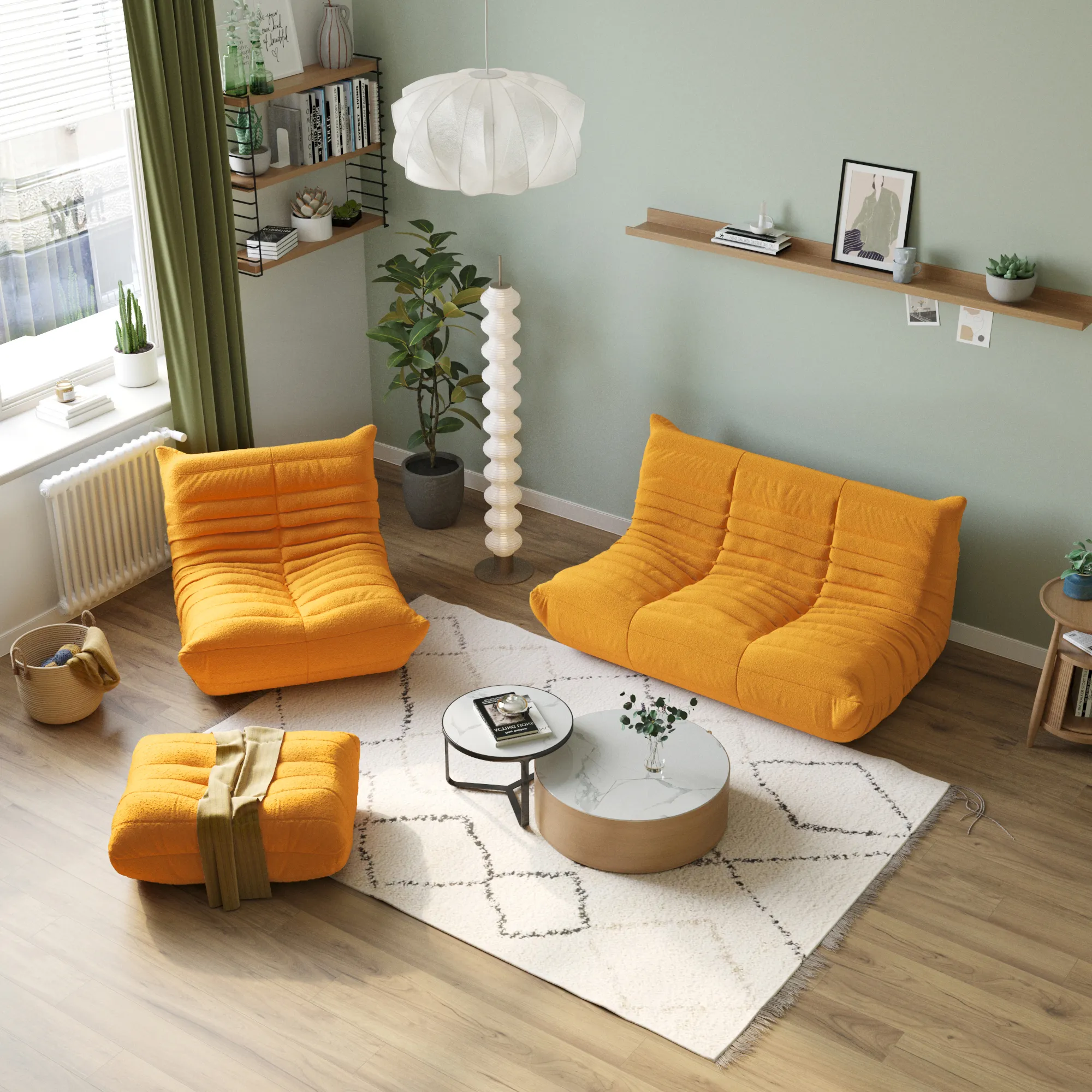 Caterpillar Modern Lazy Sofa Compact Cozy 34 Inch Teddy Velvet Single Seat 1 Seaters Atunus 28