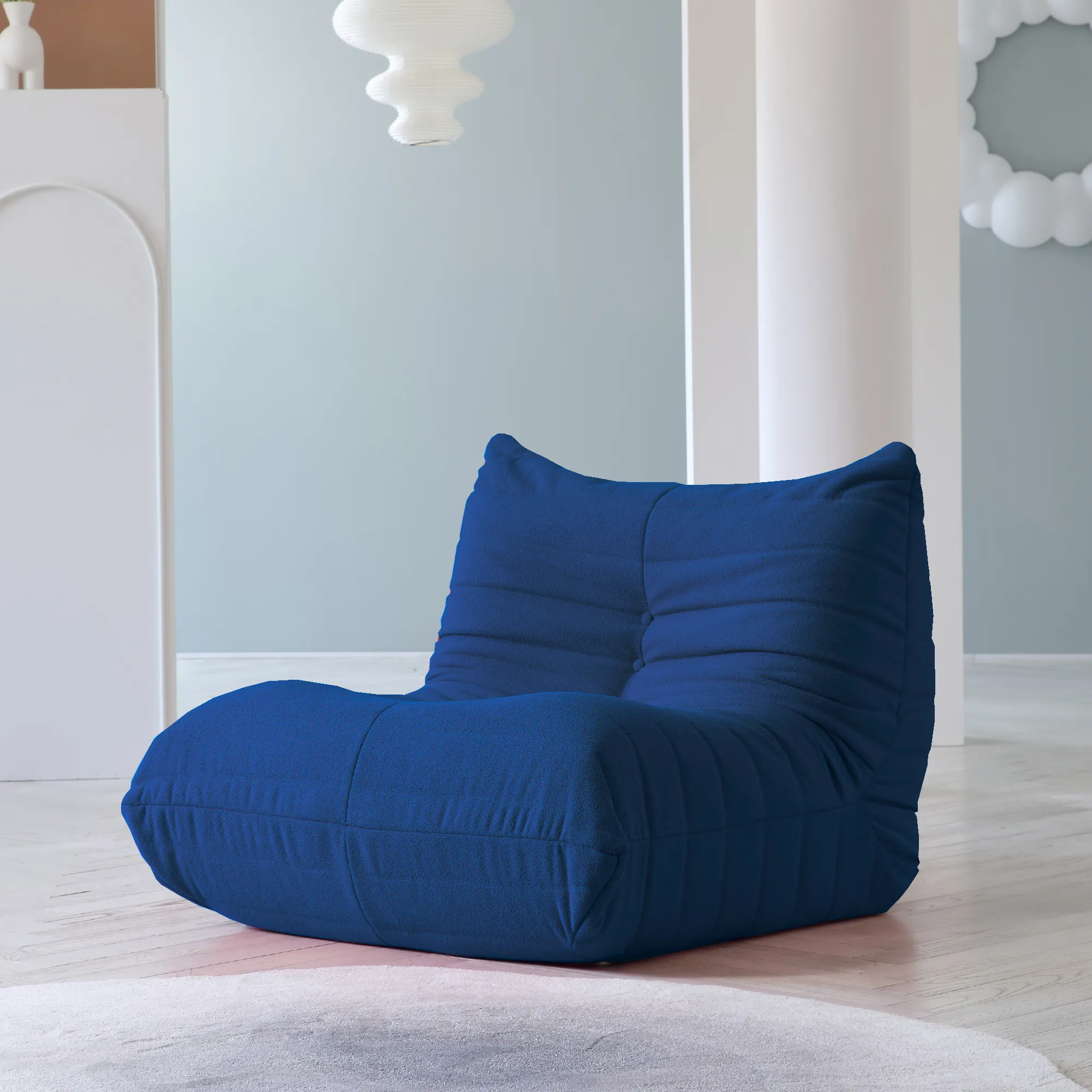 Caterpillar Modern Lazy Sofa Compact Cozy 34 Inch Teddy Velvet Single Seat 1 Seaters Atunus 5