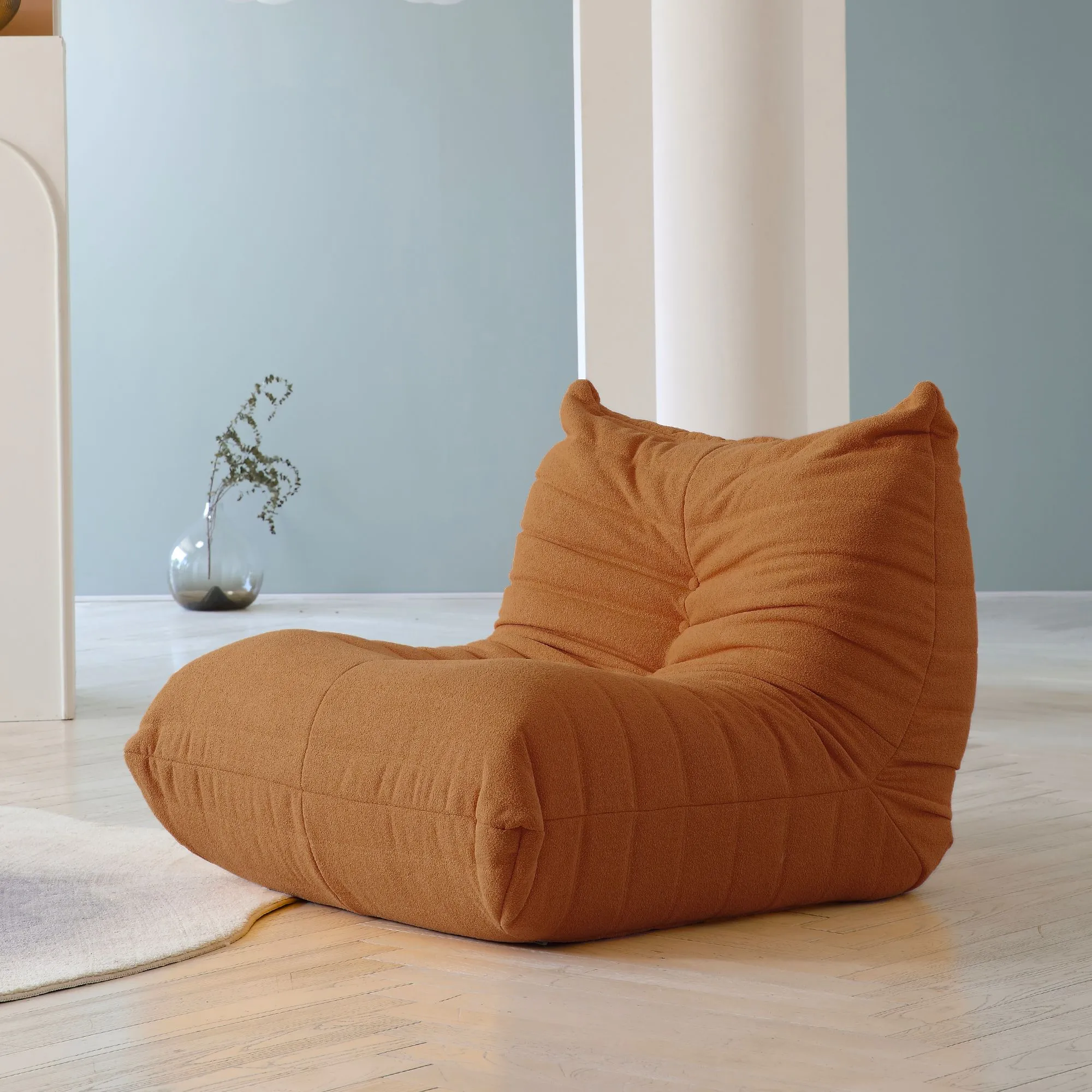 Caterpillar Modern Lazy Sofa Compact Cozy 34 Inch Teddy Velvet Single Seat 1 Seaters Atunus 6