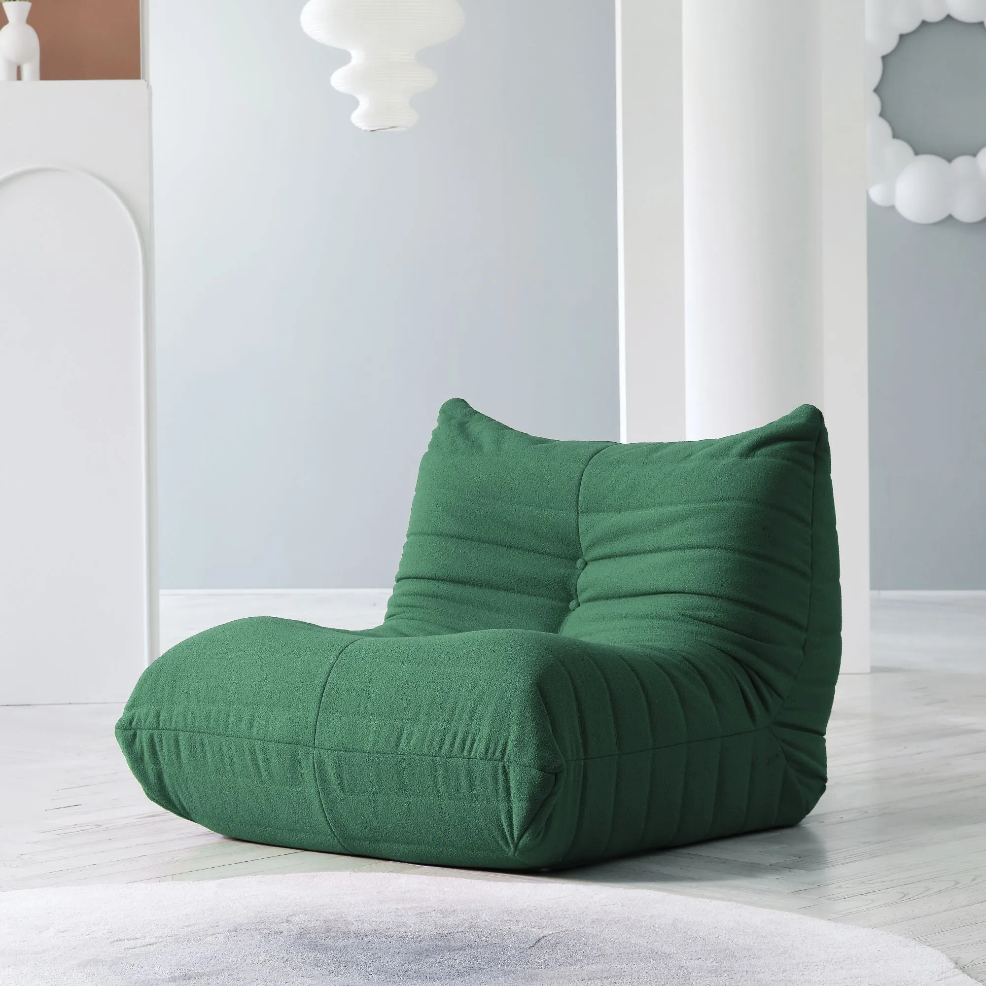 Caterpillar Modern Lazy Sofa Compact Cozy 34 Inch Teddy Velvet Single Seat 1 Seaters Atunus 7