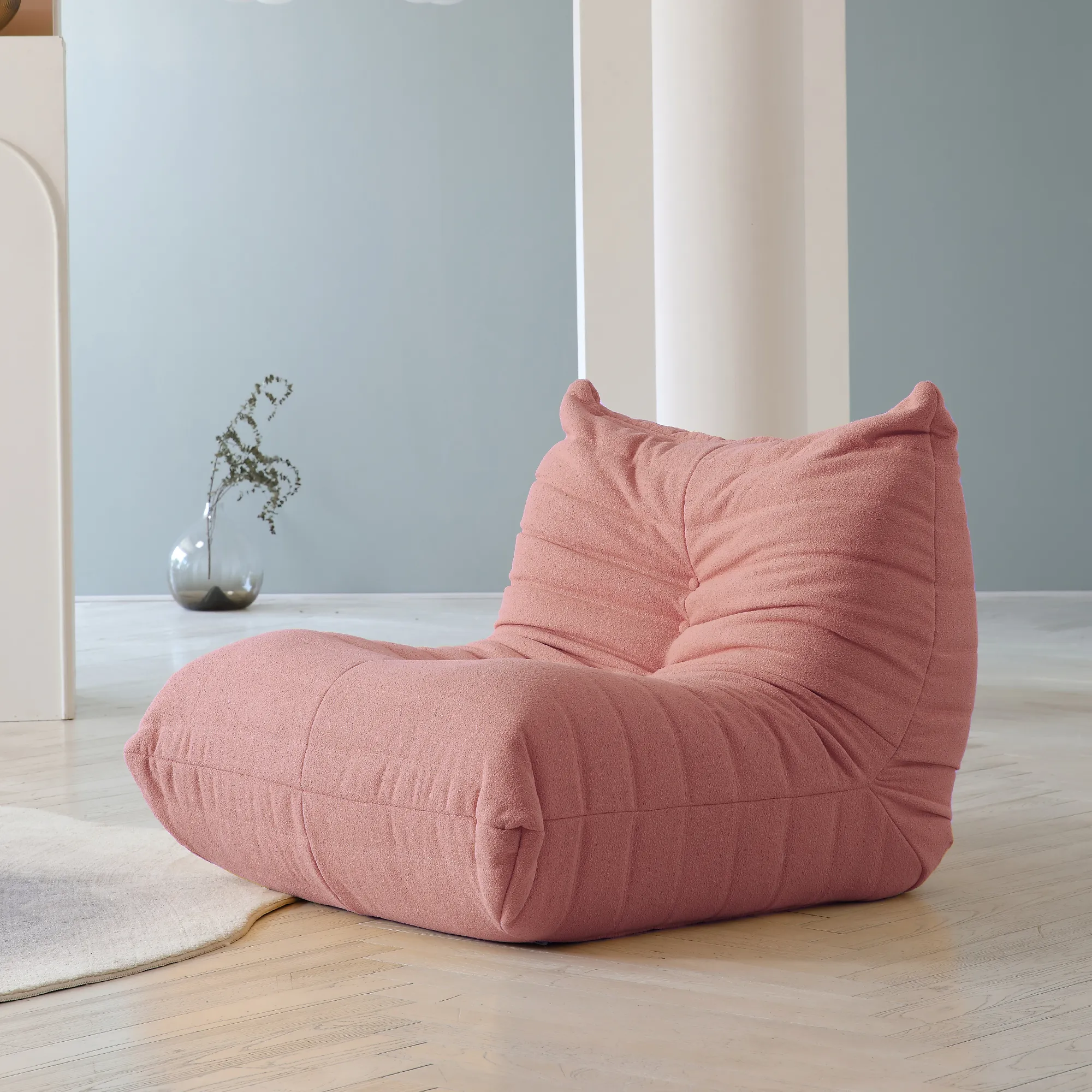 Caterpillar Modern Lazy Sofa Compact Cozy 34 Inch Teddy Velvet Single Seat 1 Seaters Atunus 8