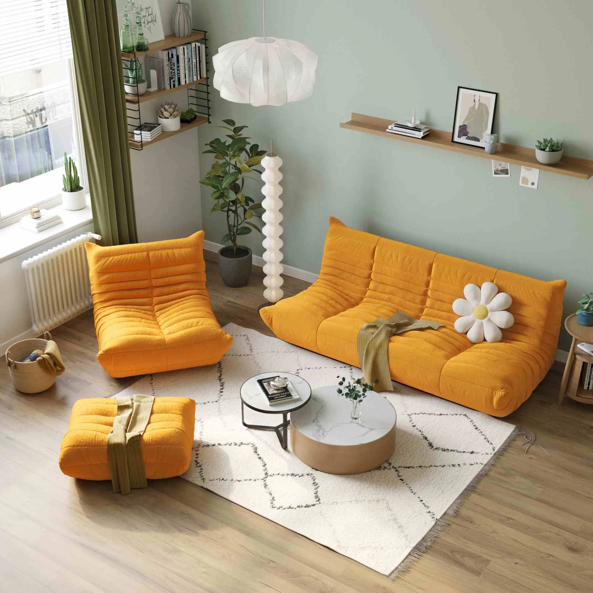 Caterpillar Modern Lazy Sofa Cozy 72 Inch Teddy Velvet Corner Sectionals 5 Seaters Atunus 10