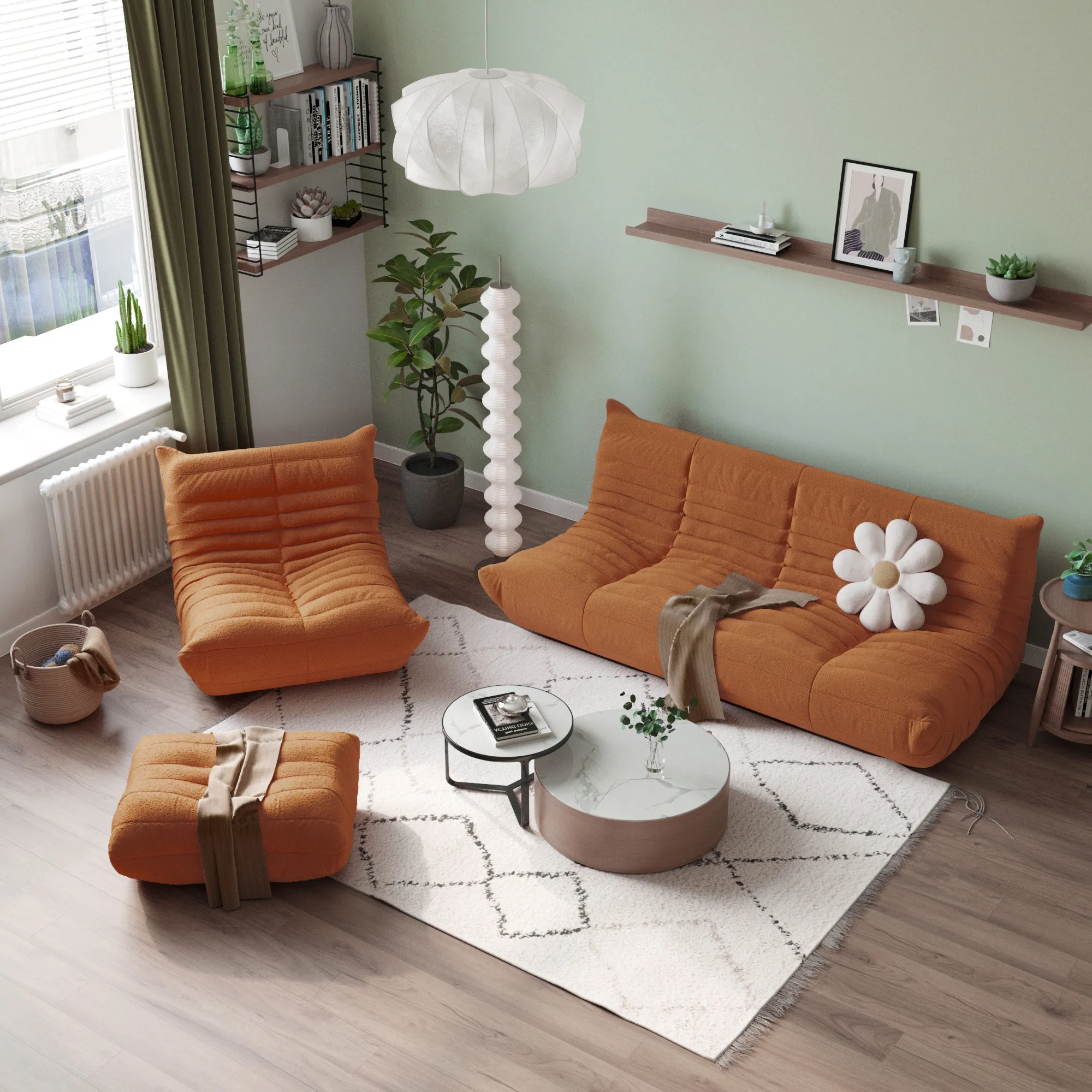 Caterpillar Modern Lazy Sofa Cozy 72 Inch Teddy Velvet Corner Sectionals 5 Seaters Atunus 9