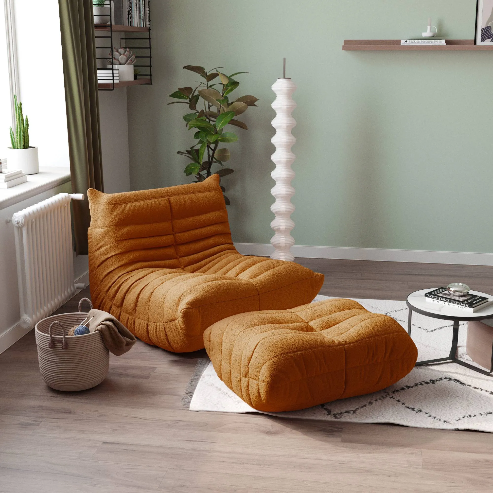 Caterpillar Modern Lazy Sofa Cozy Comfort 34 Inch Teddy Velvet Sofa Sets 2 Seaters Atunus 1