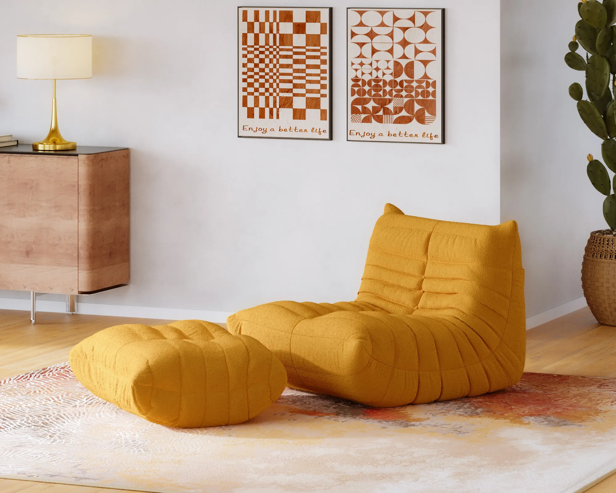 Caterpillar Modern Lazy Sofa Cozy Comfort 34 Inch Teddy Velvet Sofa Sets 2 Seaters Atunus 3