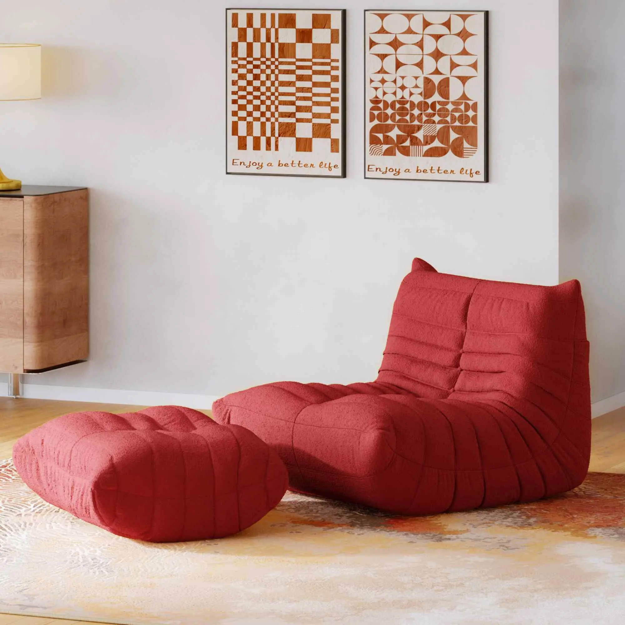 Caterpillar Modern Lazy Sofa Cozy Comfort 34 Inch Teddy Velvet Sofa Sets 2 Seaters Atunus 4