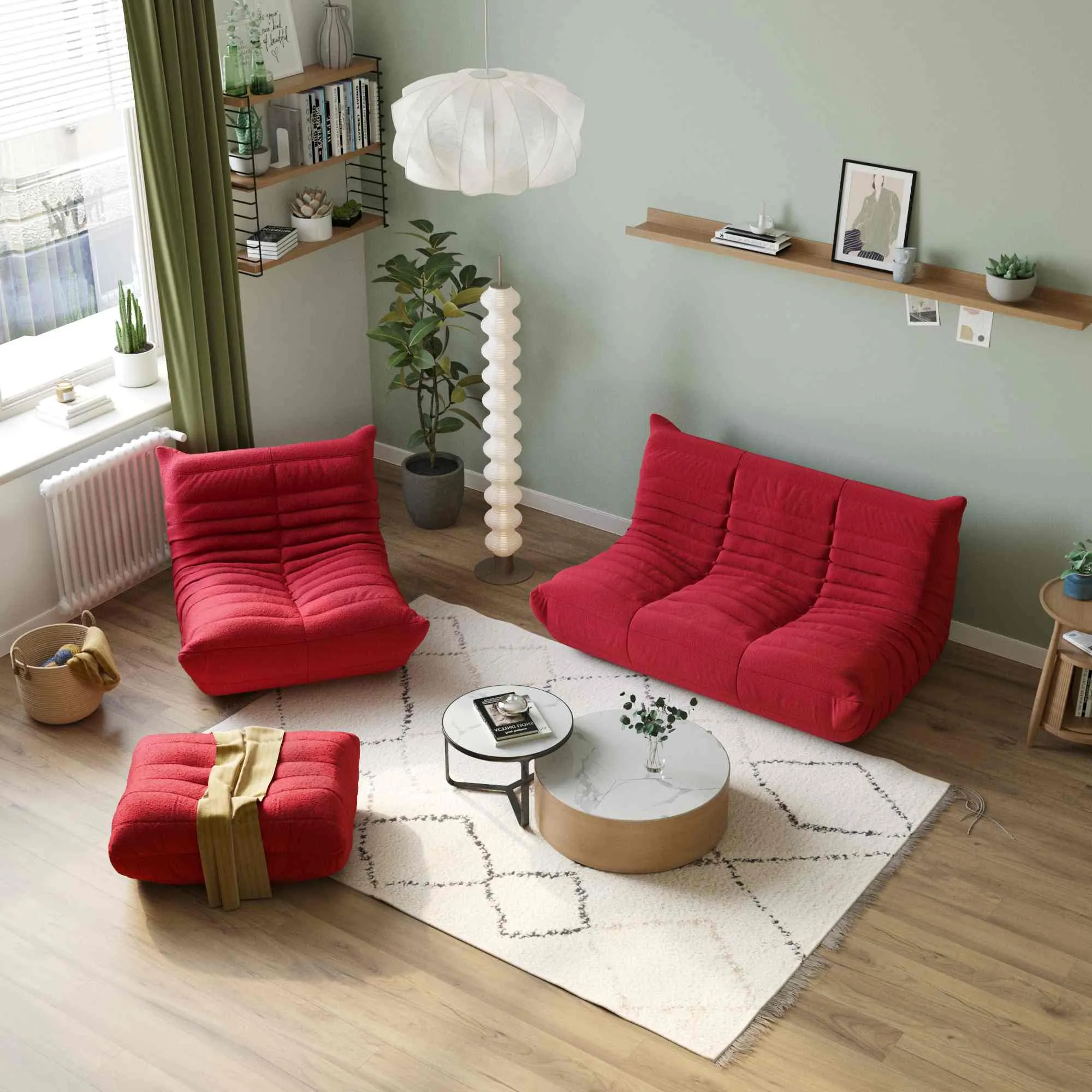 Caterpillar Modern Lazy Sofa Cozy Floor Lounging 72 Inch Teddy Velvet Corner Sectionals 4 Seaters Atunus 8