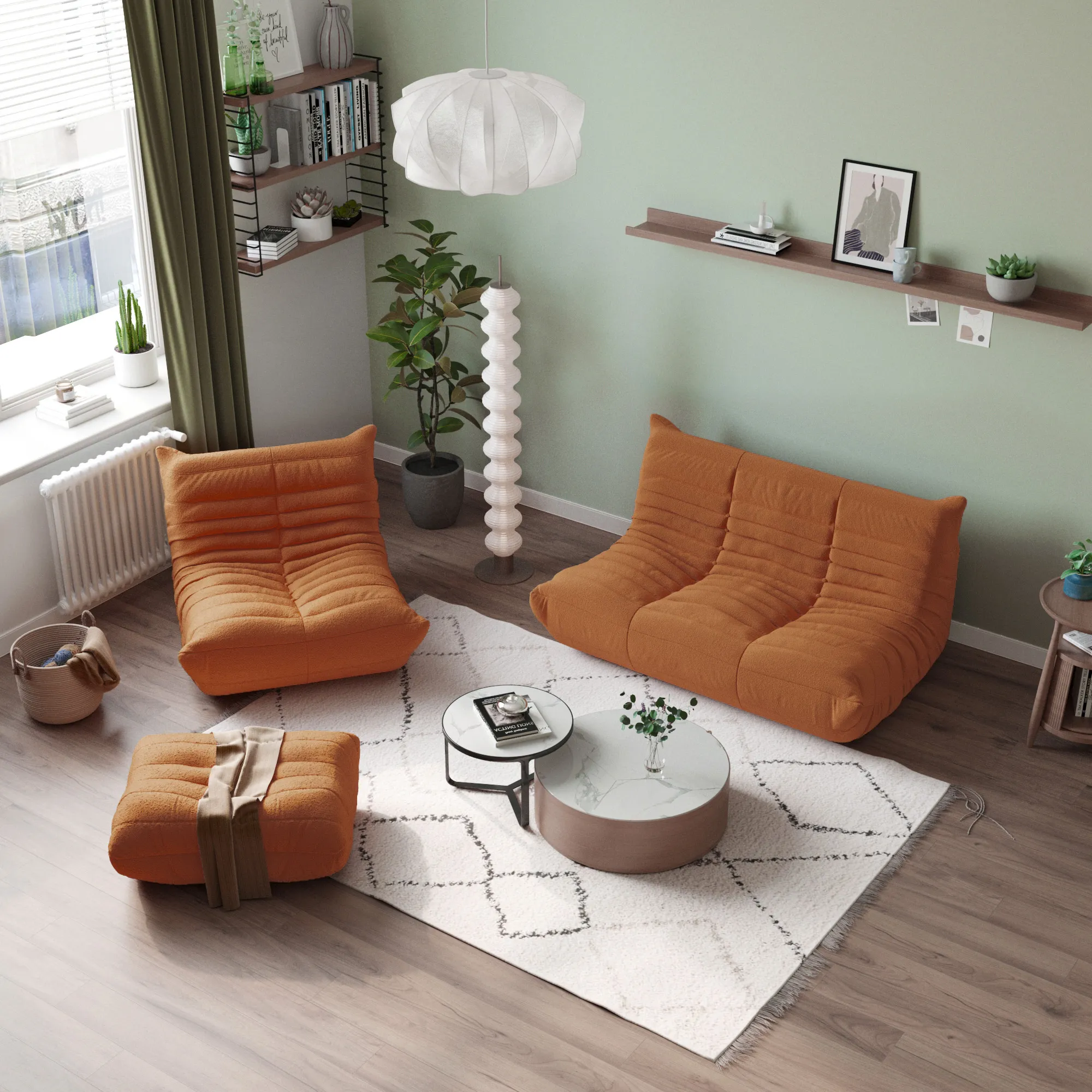 Caterpillar Modern Lazy Sofa Cozy Floor Lounging 72 Inch Teddy Velvet Corner Sectionals 4 Seaters Atunus 9