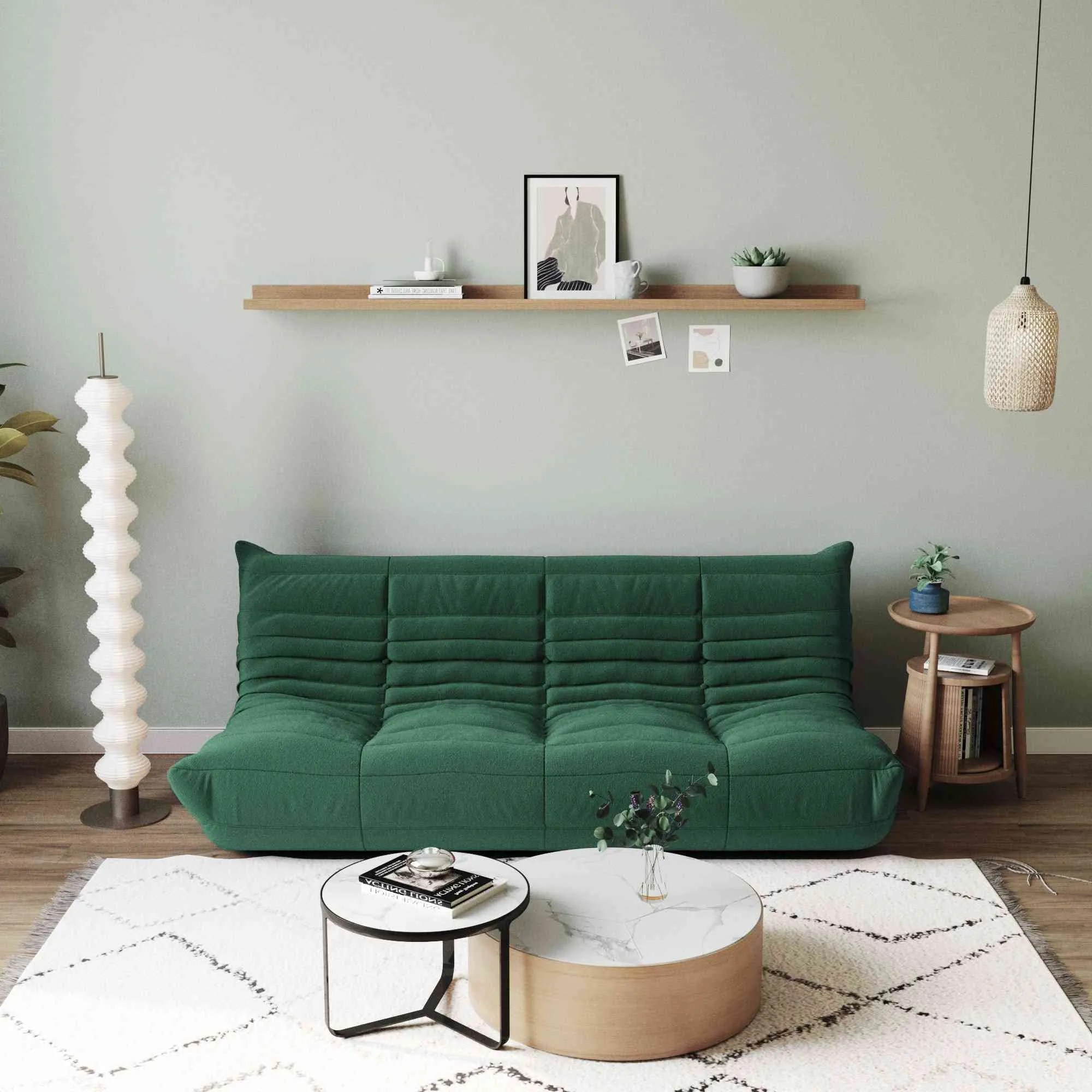 Caterpillar Modern Lazy Sofa Floor Level Comfort 69 Inch Teddy Velvet Sleepers 3 Seaters Atunus 17