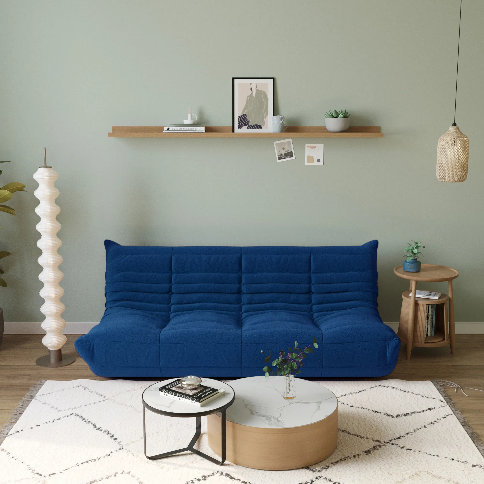 Caterpillar Modern Lazy Sofa Floor Level Comfort 69 Inch Teddy Velvet Sleepers 3 Seaters Atunus 19