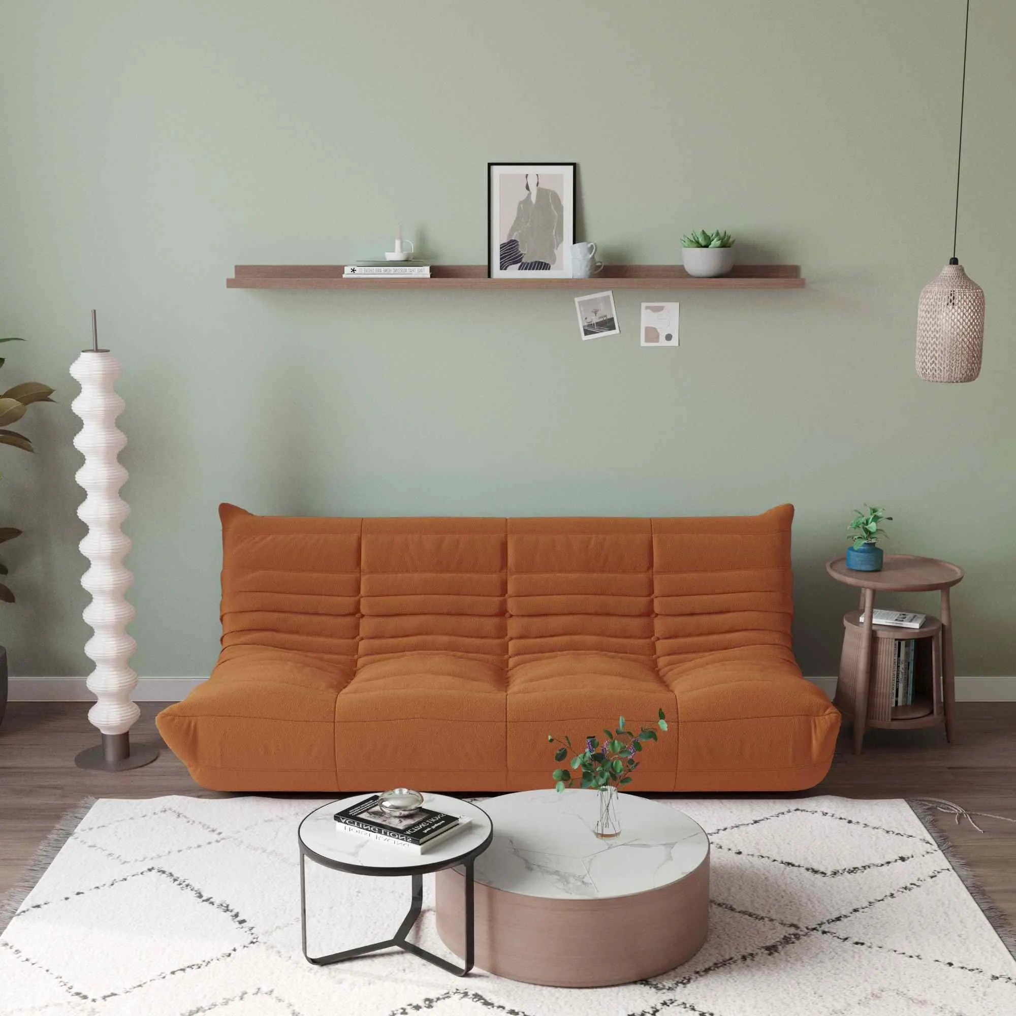 Caterpillar Modern Lazy Sofa Floor Level Comfort 69 Inch Teddy Velvet Sleepers 3 Seaters Atunus 21