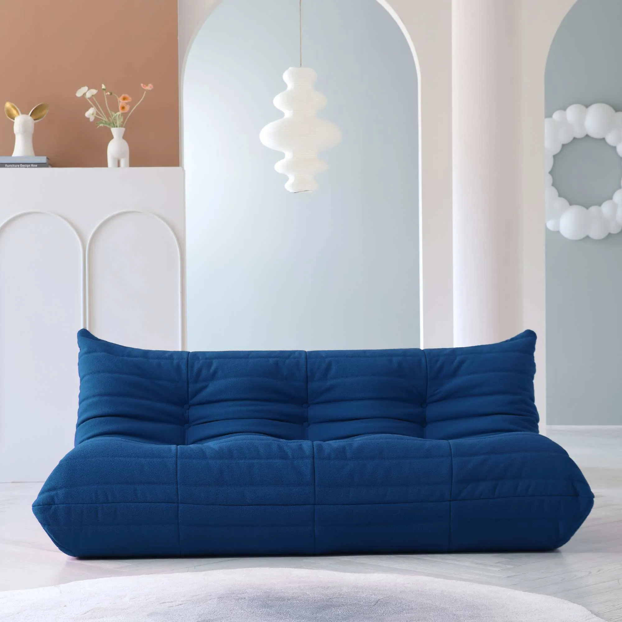 Caterpillar Modern Lazy Sofa Floor Level Comfort 69 Inch Teddy Velvet Sleepers 3 Seaters Atunus 3