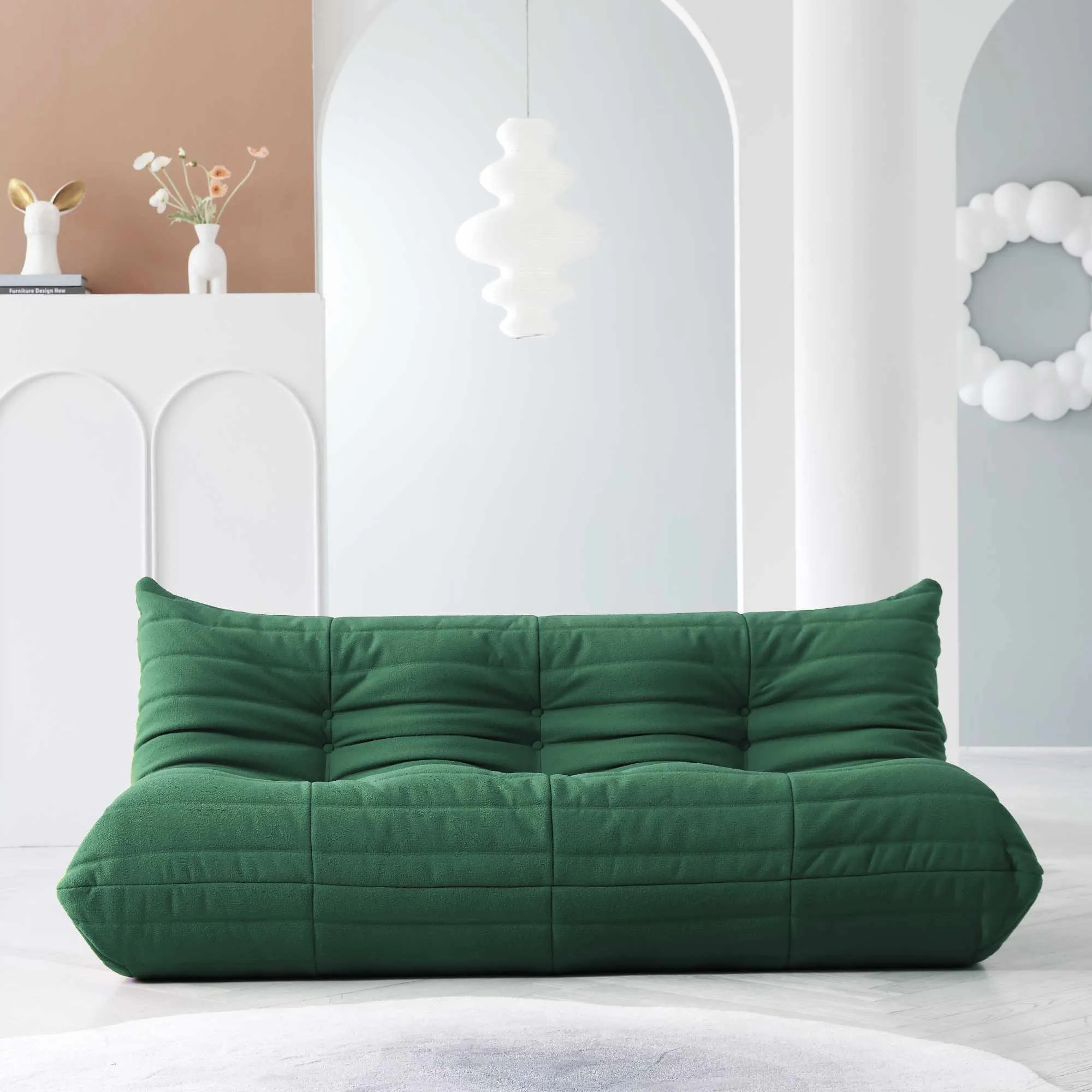 Caterpillar Modern Lazy Sofa Floor Level Comfort 69 Inch Teddy Velvet Sleepers 3 Seaters Atunus 6