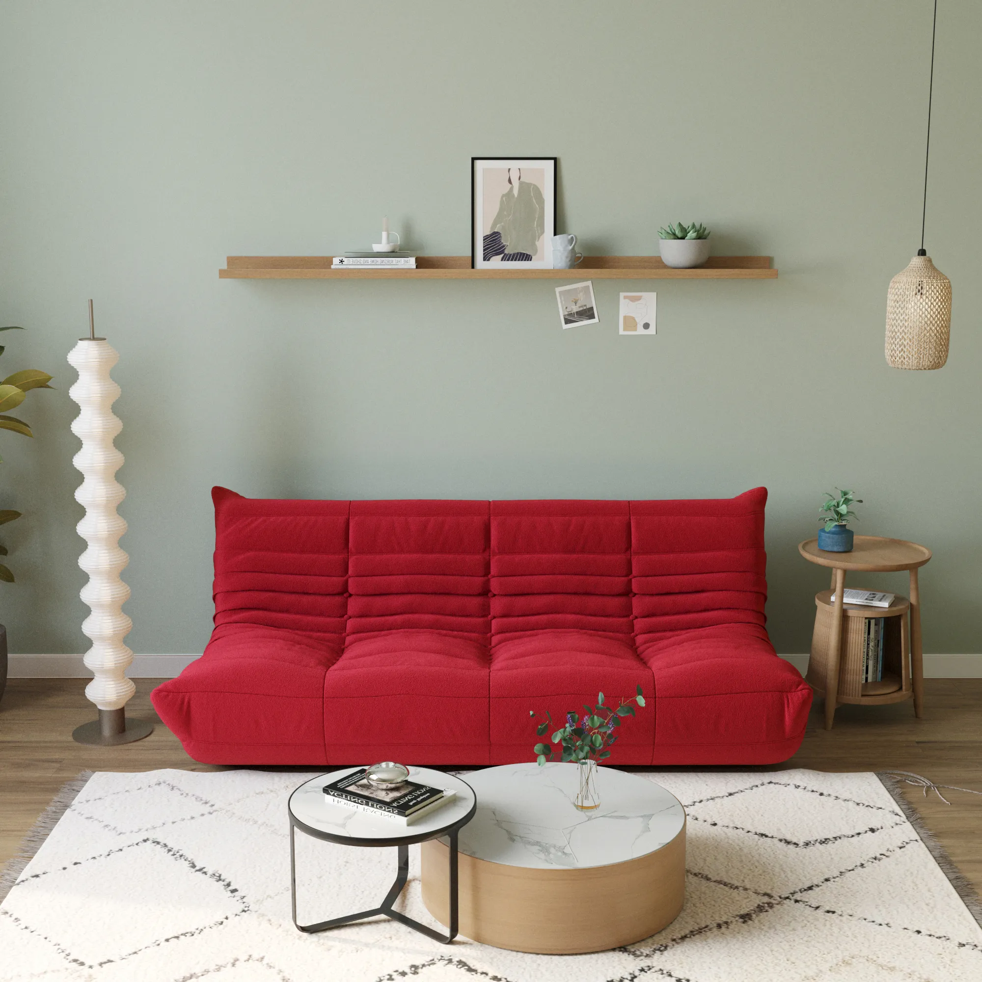 Caterpillar Modern Lazy Sofa Plush Comfort 96 Inch Teddy Velvet Corner Sectionals 4 Seaters Atunus 11